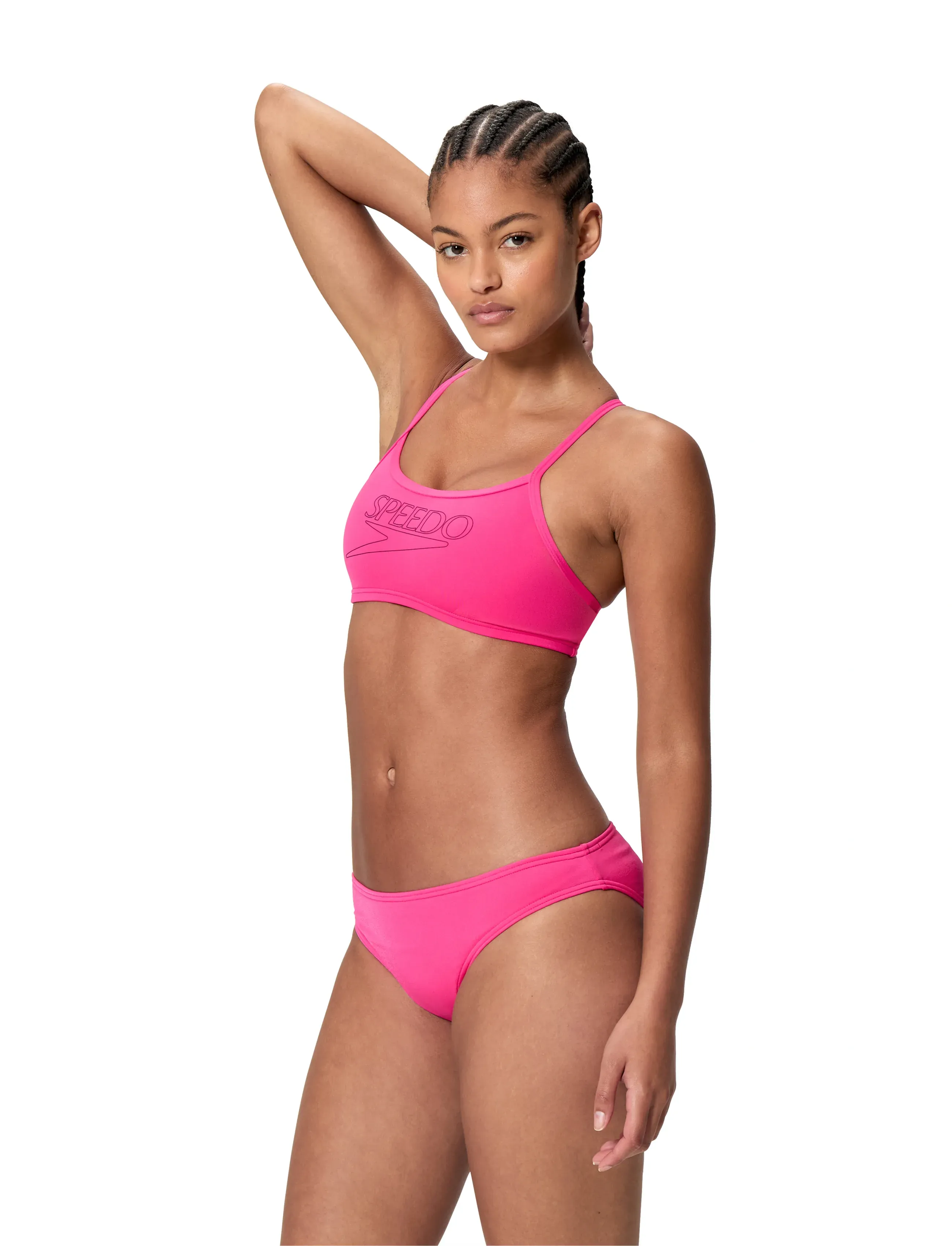 Speedo Endurance+ Logo Thin Strap Two Piece, Kvinder, Logo Bikini, Pink, Str: 40