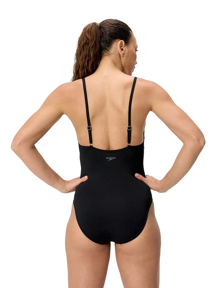 Speedo - Solid V-Neck Swimsuit - sportiga badkläder - anthracite - 4