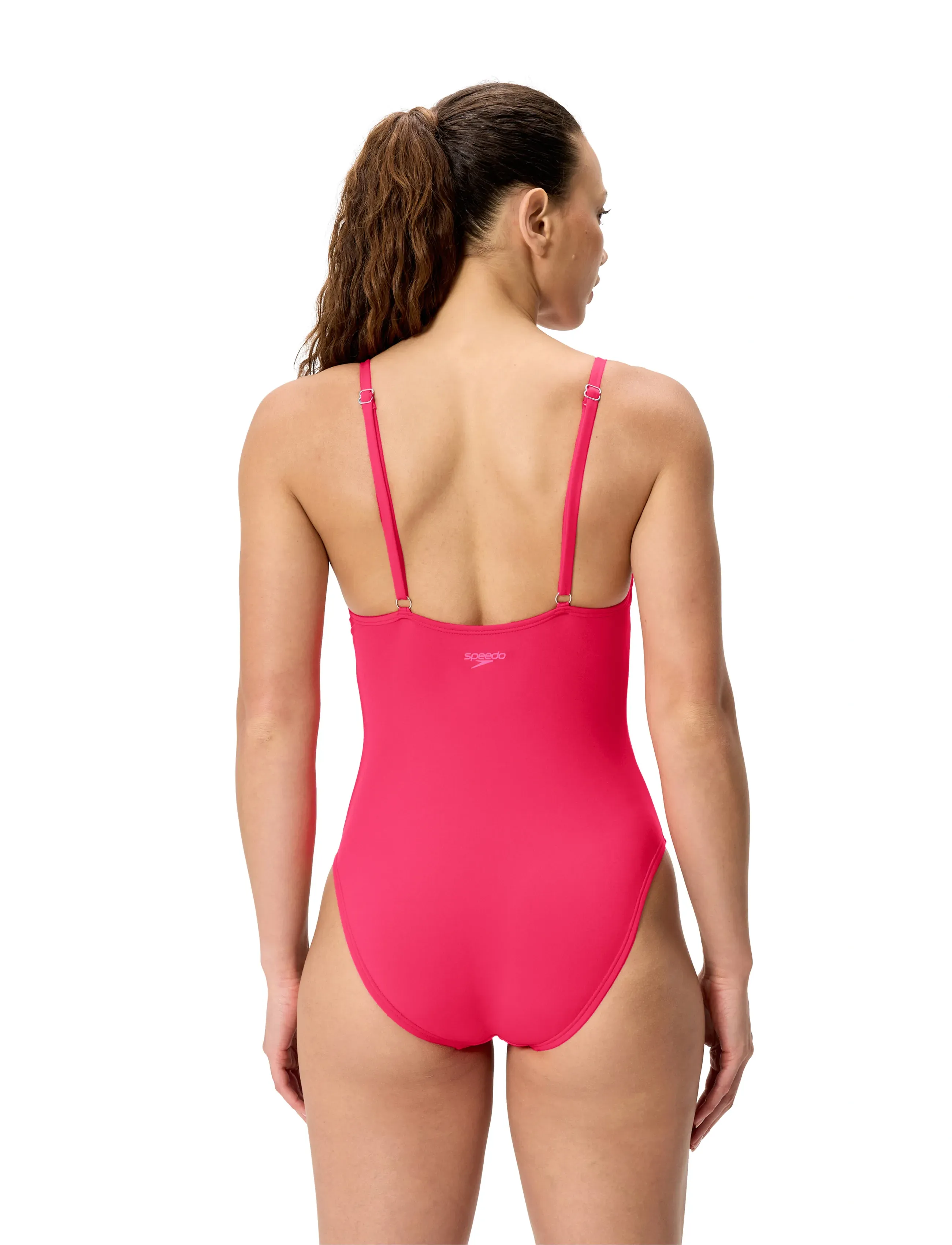 Speedo - Solid V-Neck Swimsuit - sport-bademode - ruby - 3