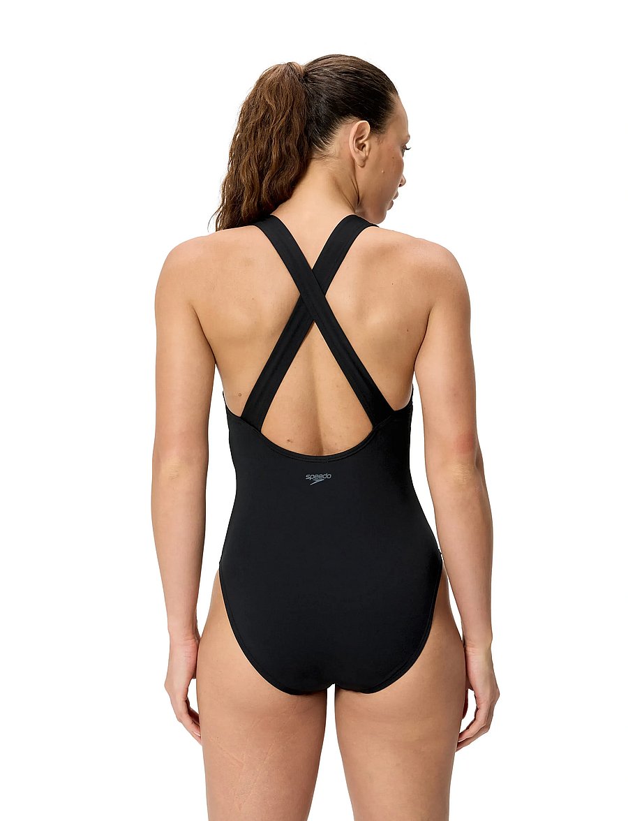 Speedo - Solid Scoop Neck Swimsuit - sportiga badkläder - anthracite - 4