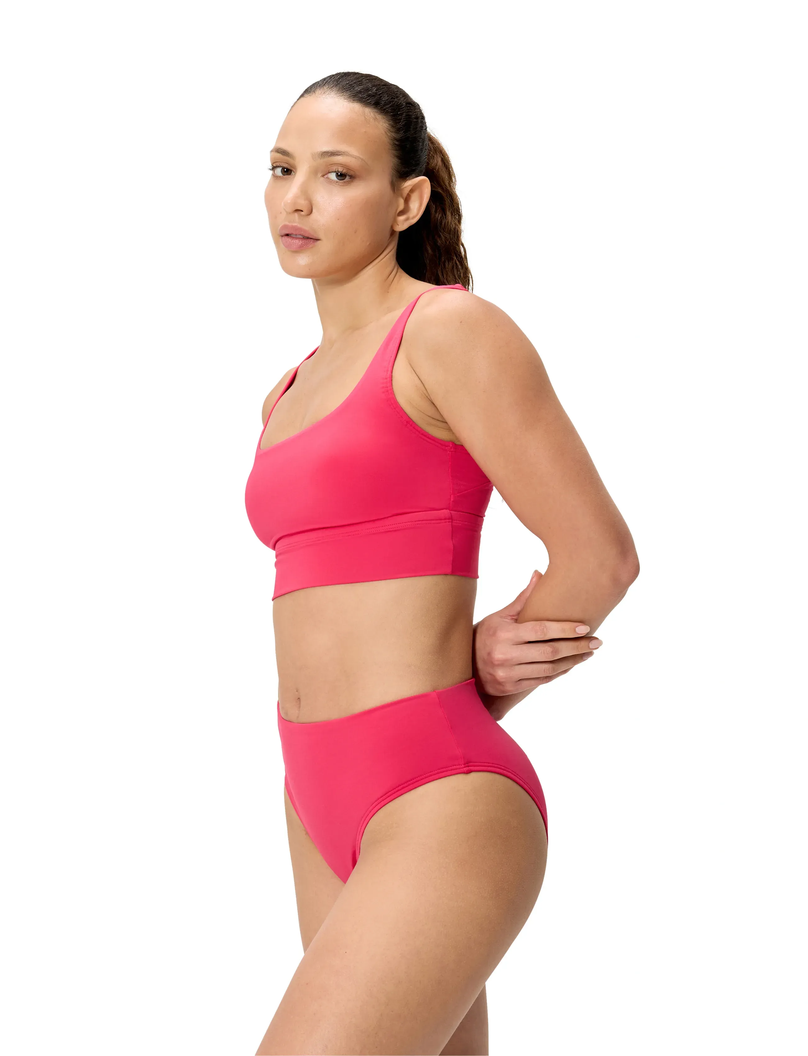 Speedo Solid Cheeky High Waist Bikini Bottom, Kvinder, Højtaljet Cheeky Bikini Underdel, Pink, Str: XL