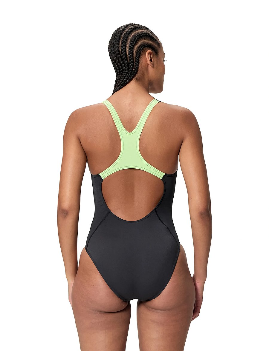 Speedo - Solid Splice Medalist One Piece - sportiga badkläder - anthracite/pale clover - 4