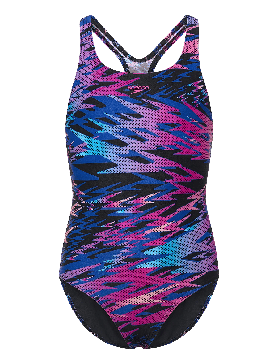 Speedo - Hyperboom Print Medalist Swimsuit - swimsuits - anthracite - 0