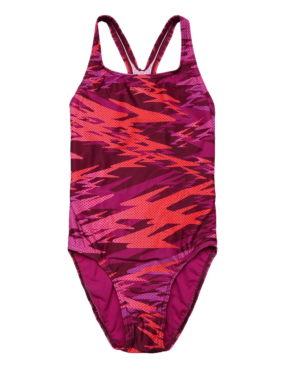 Speedo - Hyperboom Print Medalist Swimsuit - sport zwemkleding - neon jelly/post it pink - 0