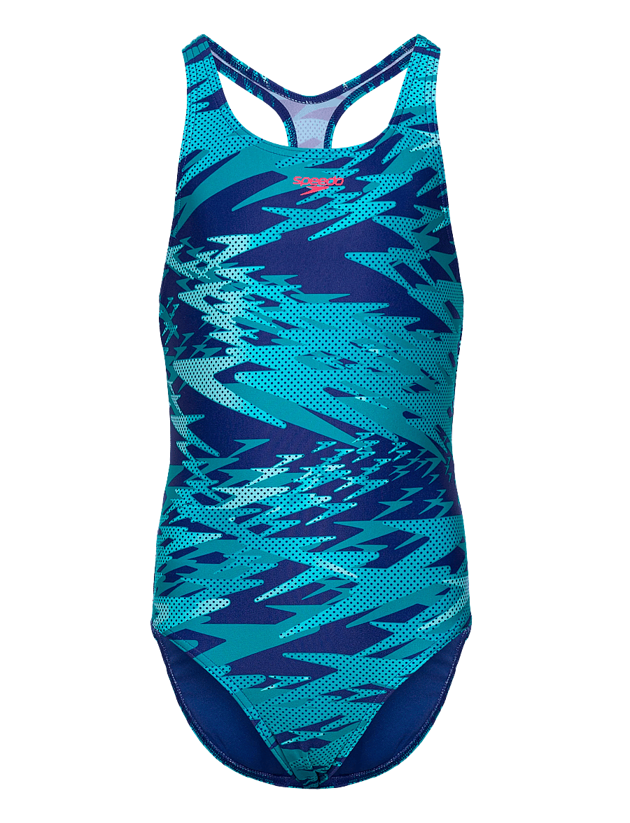 Speedo - Hyperboom Print Medalist Swimsuit - badeanzüge - night watch/hyper teal - 0