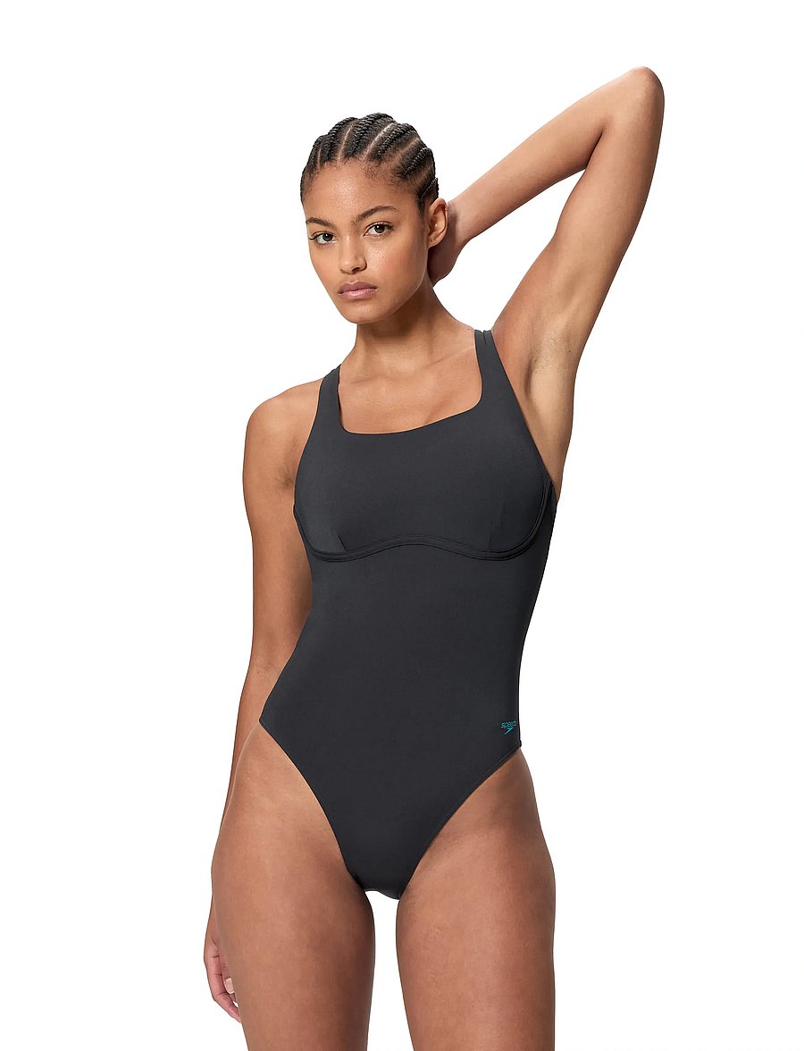Speedo - Solid Flex Band Swimsuit - sportsbadetøj - anthracite/mayan blue - 0