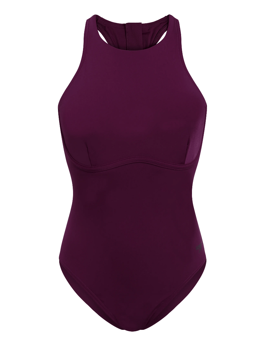Speedo - Solid Racerback Zip Swimsuit - sportiga badkläder - berry cool - 0
