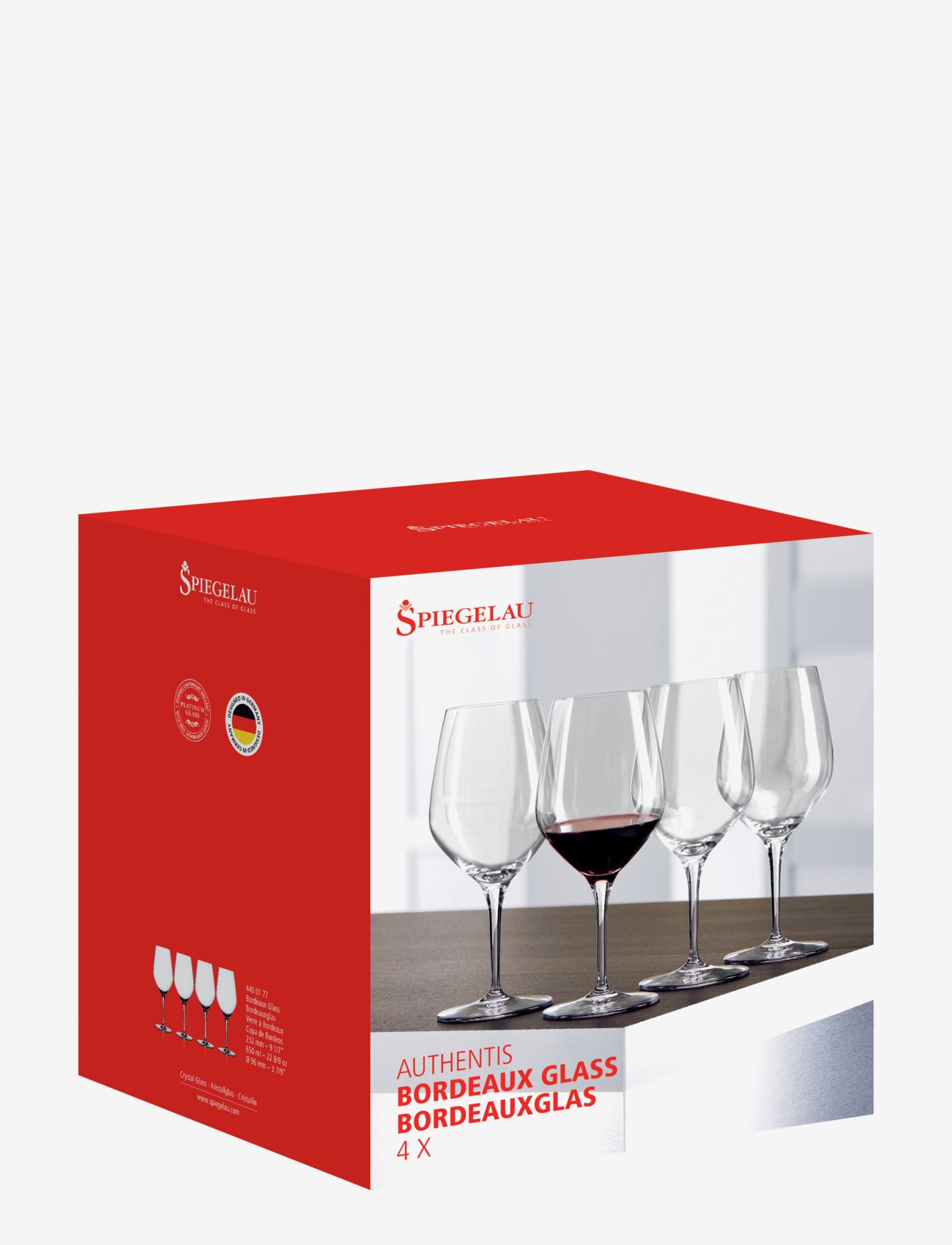 Spiegelau - Authentis Bordeaux 65 cl 4-p - rødvinsglas - clear glass - 4