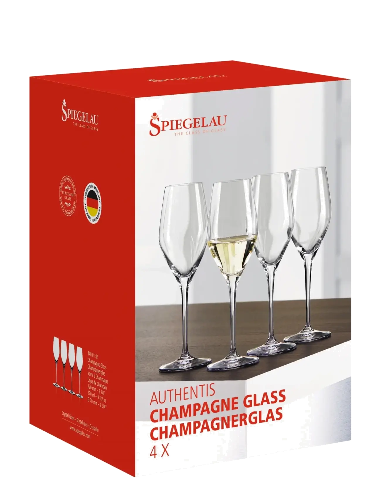 Spiegelau - Authentis Champagneglas 27 cl 4-pack - champagneglas - clear glass - 4
