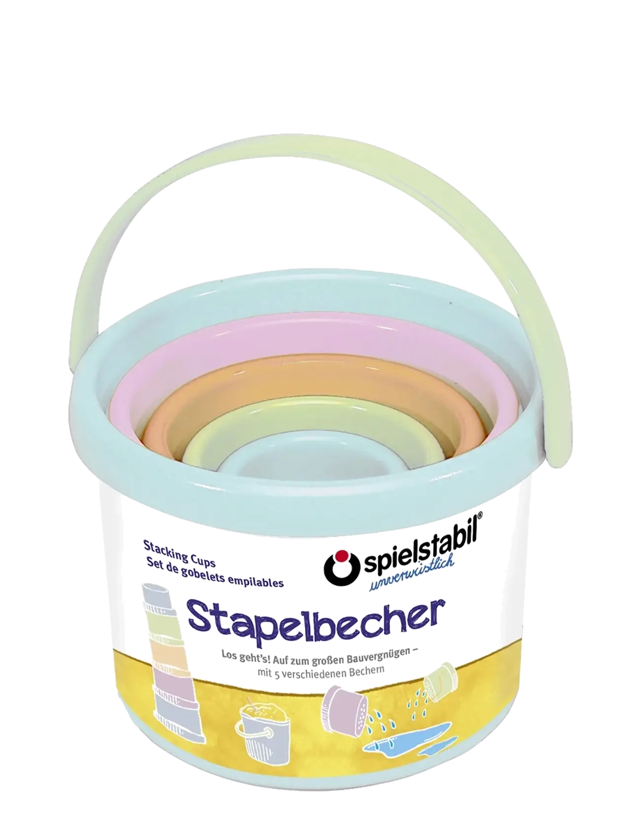 Spielstabil Stacking Cups 5 Pcs - Pastel, One Size, Pink, Educational Legetøj > Stackable Blocks, Børn