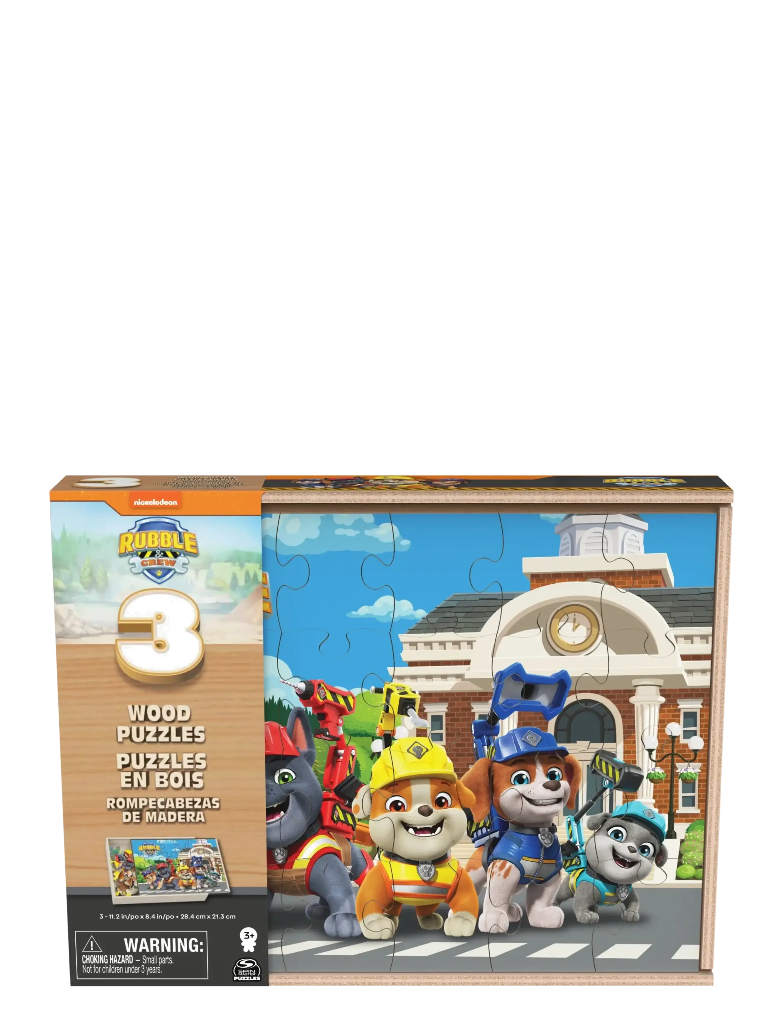 Spinmaster Games Rubble & Crew Wood Puzzles W. Storage 3 Pack, One Size, Multi/patterned, Puslespil > Klassiske Puslespil, Børn