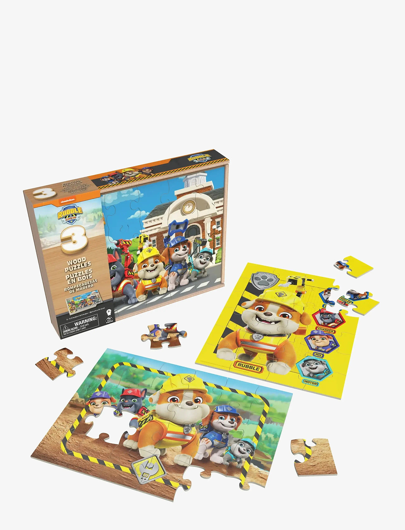 Spinmaster Games - Rubble & Crew Wood Puzzles w. Storage 3 Pack - klassiska pussel - muti - 1