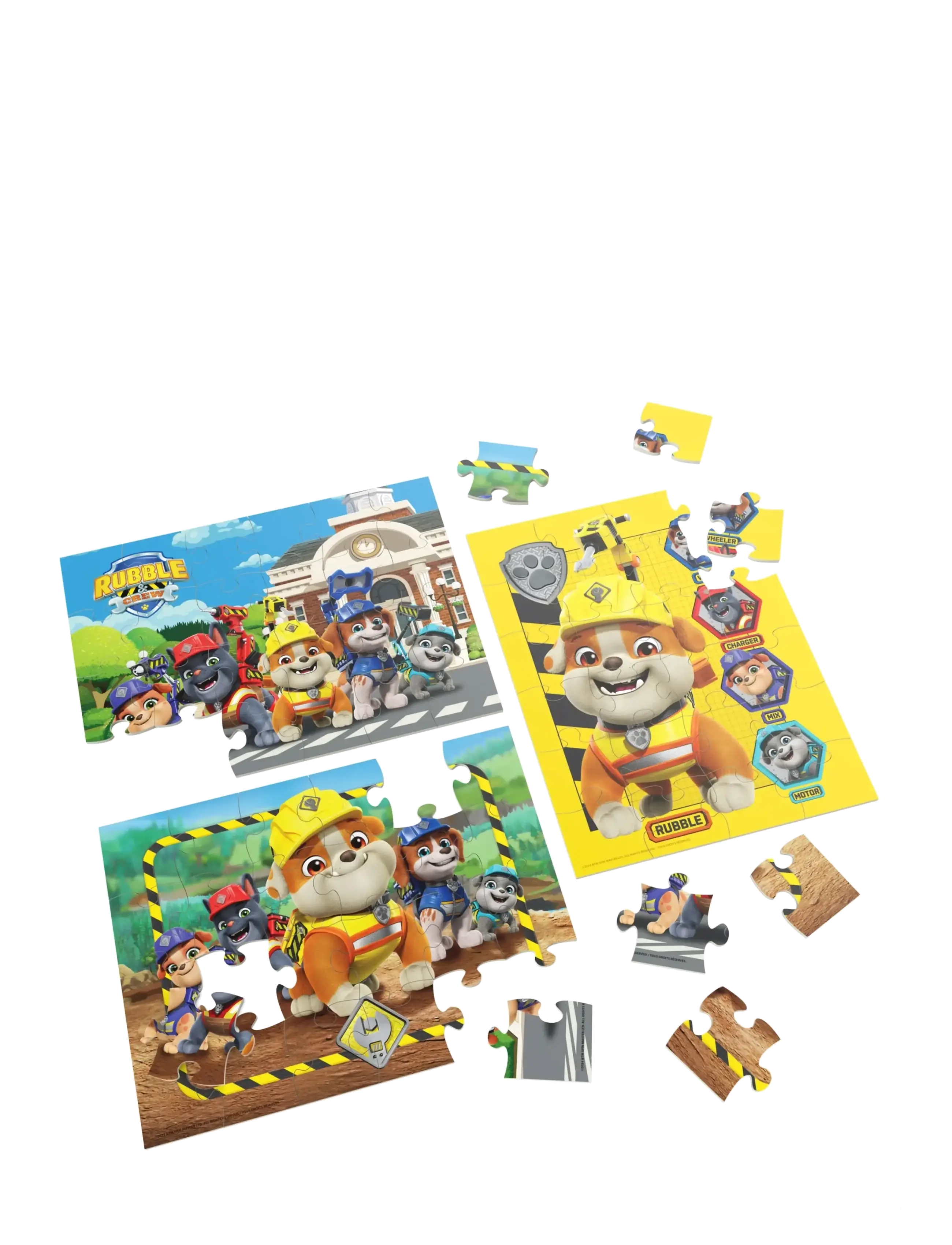 Spinmaster Games - Rubble & Crew Wood Puzzles w. Storage 3 Pack - klassiset palapelit - muti - 2