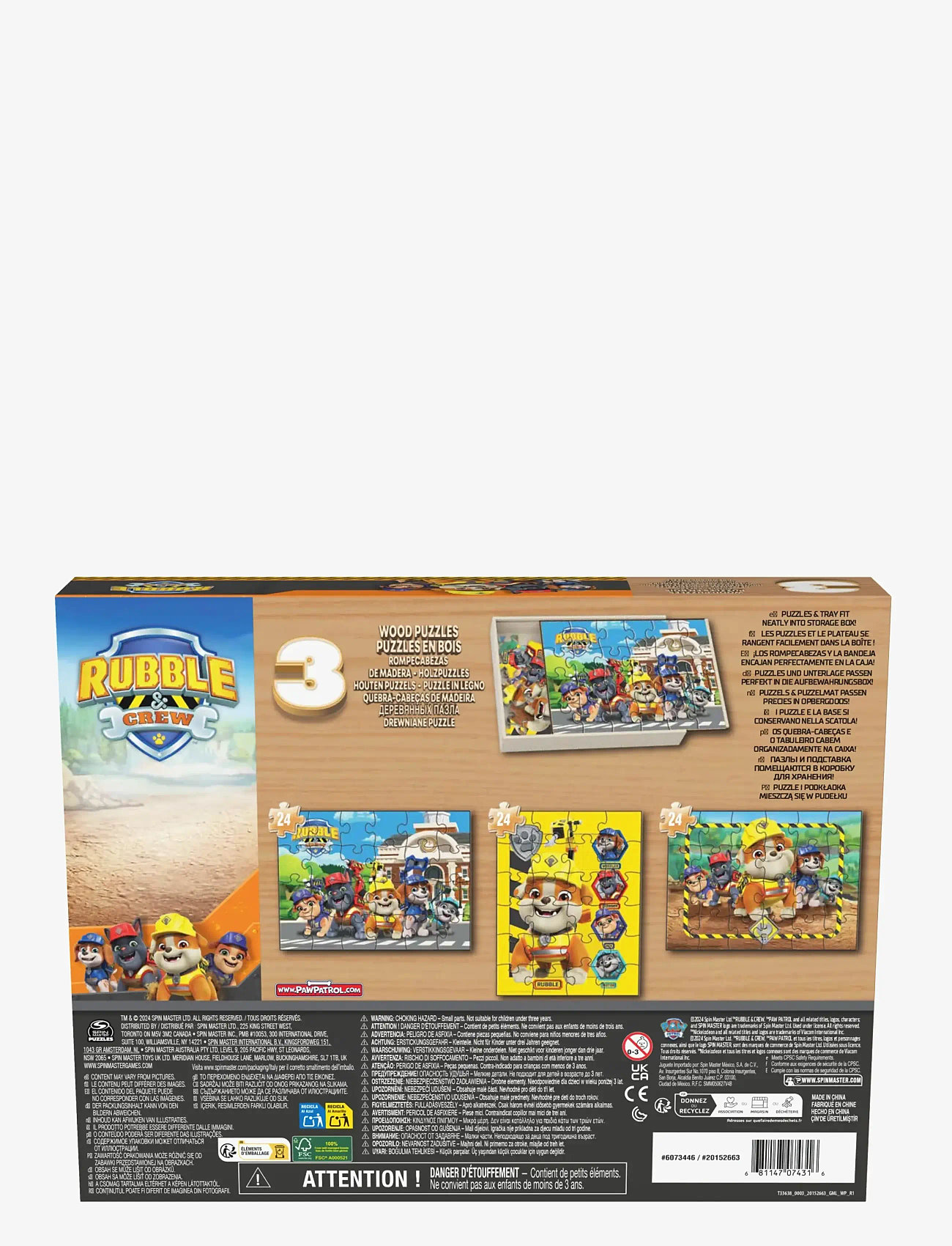 Spinmaster Games - Rubble & Crew Wood Puzzles w. Storage 3 Pack - klassiska pussel - muti - 5