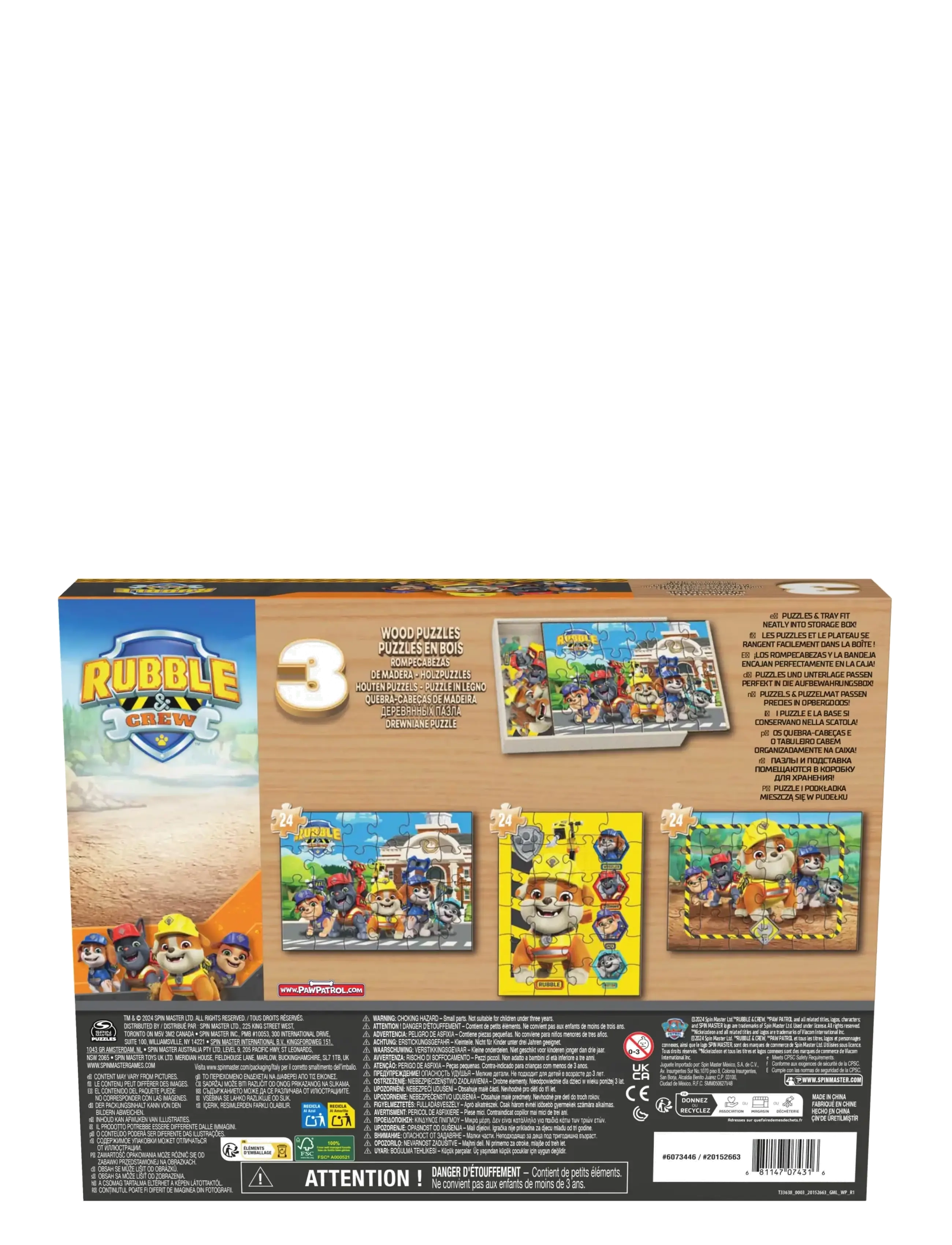 Spinmaster Games - Rubble & Crew Wood Puzzles w. Storage 3 Pack - klassiset palapelit - muti - 5