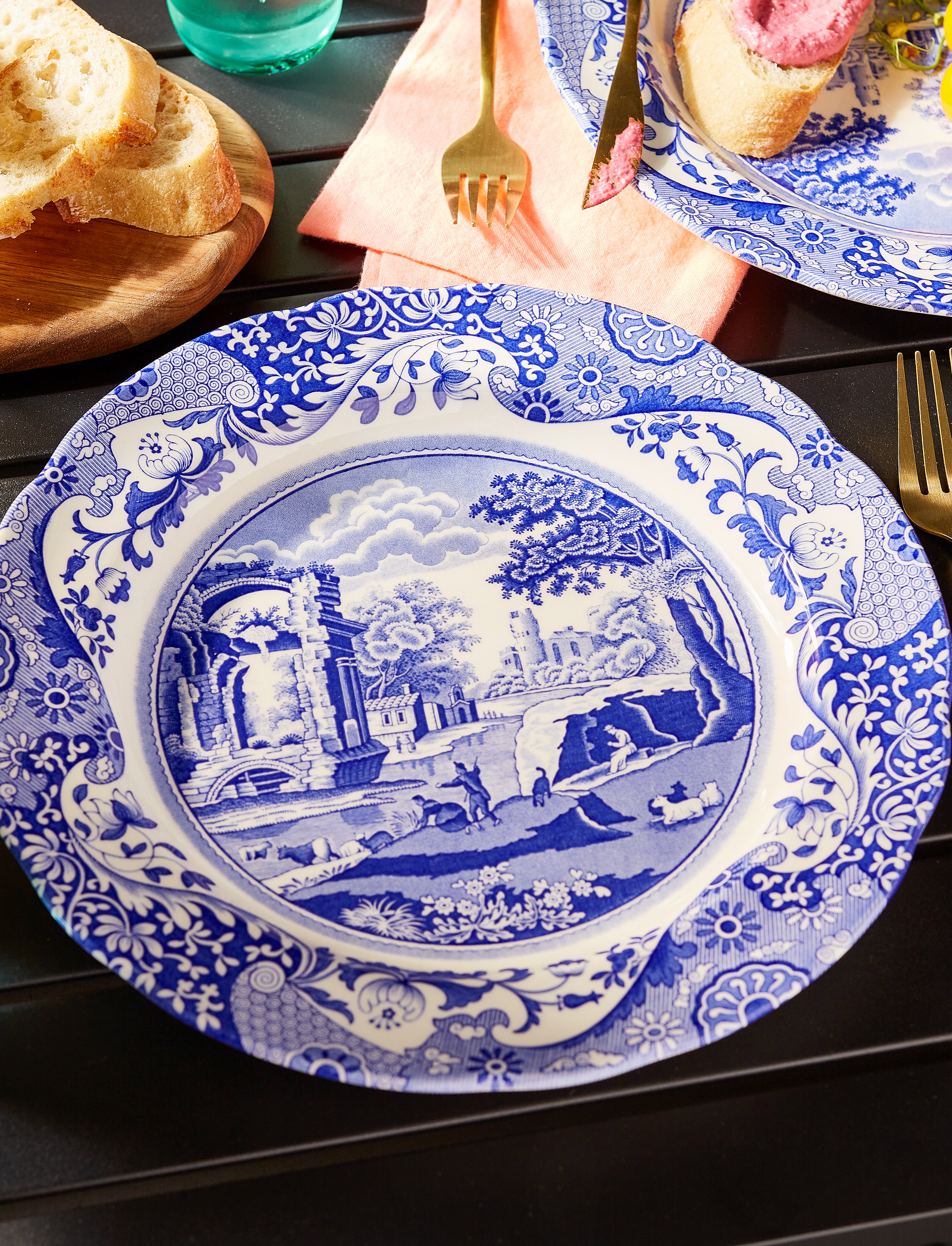 Spode - Blue Italian Dinner Plate  4-pack - middagstallerkner - blue / white - 4