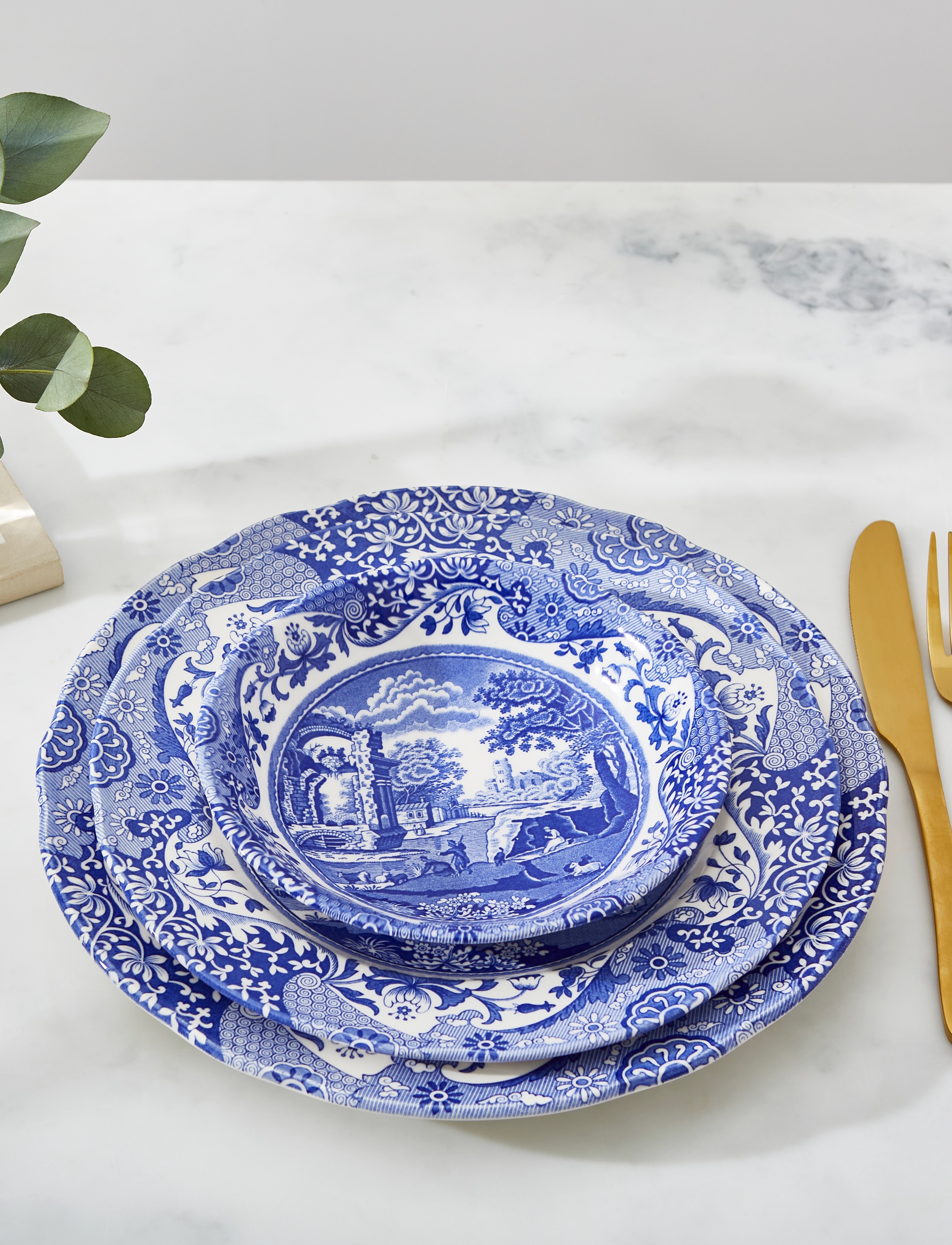 Spode Blue Italian Lunch Plate 4-Pack, Ø 23 cm, Blue, Tallerkener > Middagstallerkener, Unisex