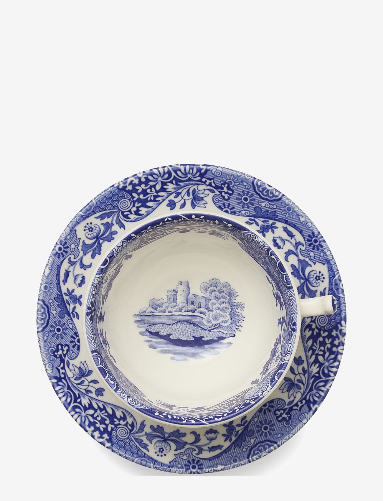 Spode - Blue Italian Teacup & Saucer 4-pack - køb efter pris - blue / white - 2