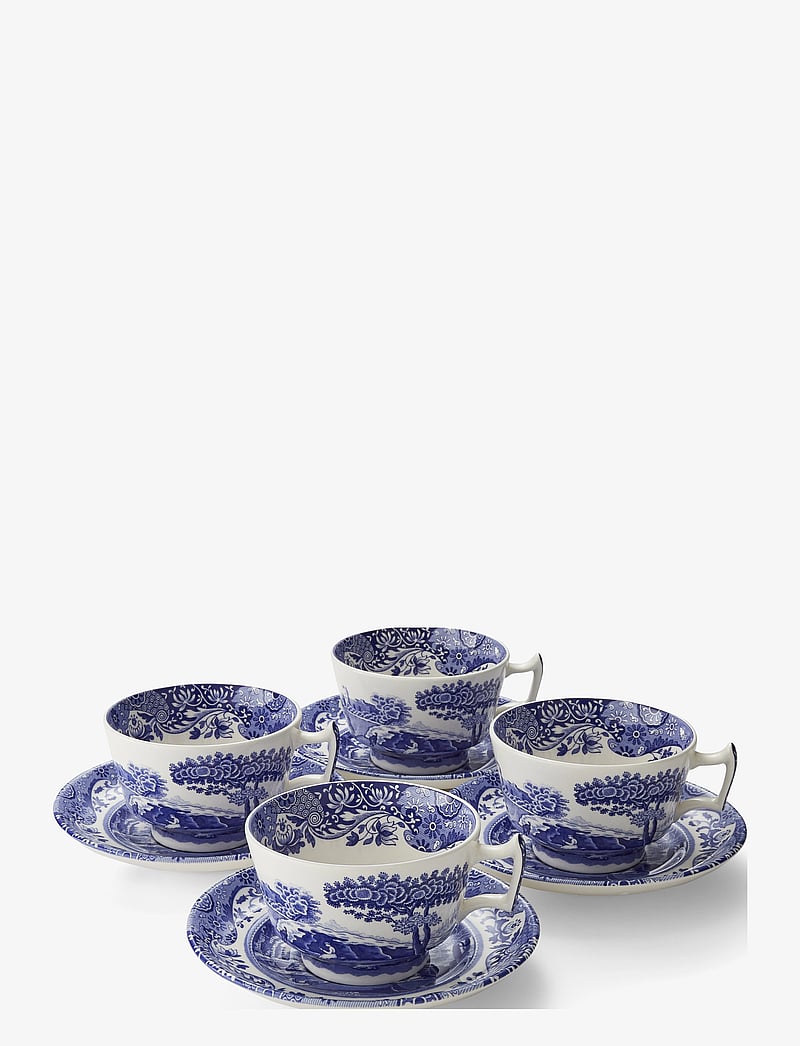 Spode - Blue Italian Breakfast Cup & Saucer 4-pack - versla eftir verði - blue / white - 0
