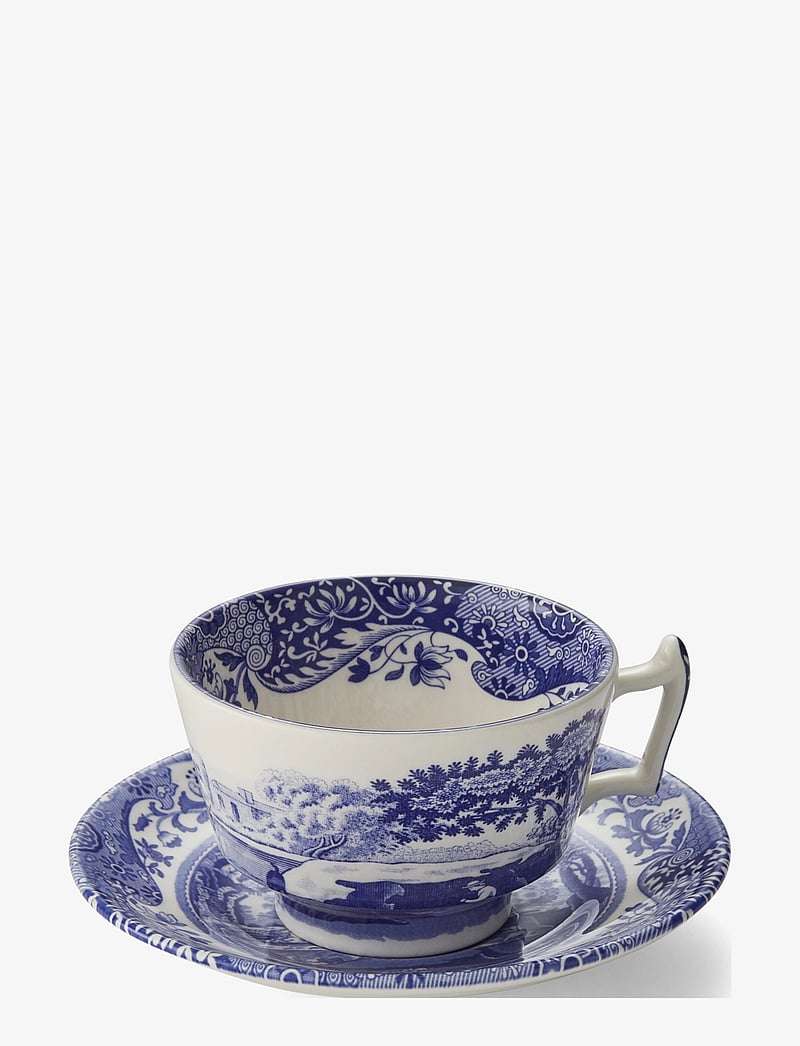 Spode - Blue Italian Breakfast Cup & Saucer 4-pack - versla eftir verði - blue / white - 1