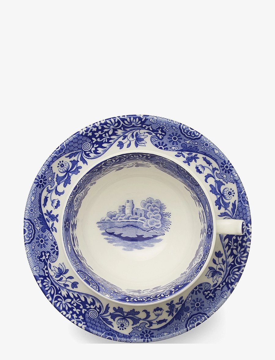 Spode - Blue Italian Breakfast Cup & Saucer 4-pack - teetassid - blue / white - 3