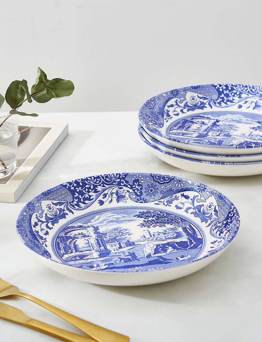 Spode - Blue Italian Pasta Bowl 4-pack - pastataldrikud - blue / white - 5