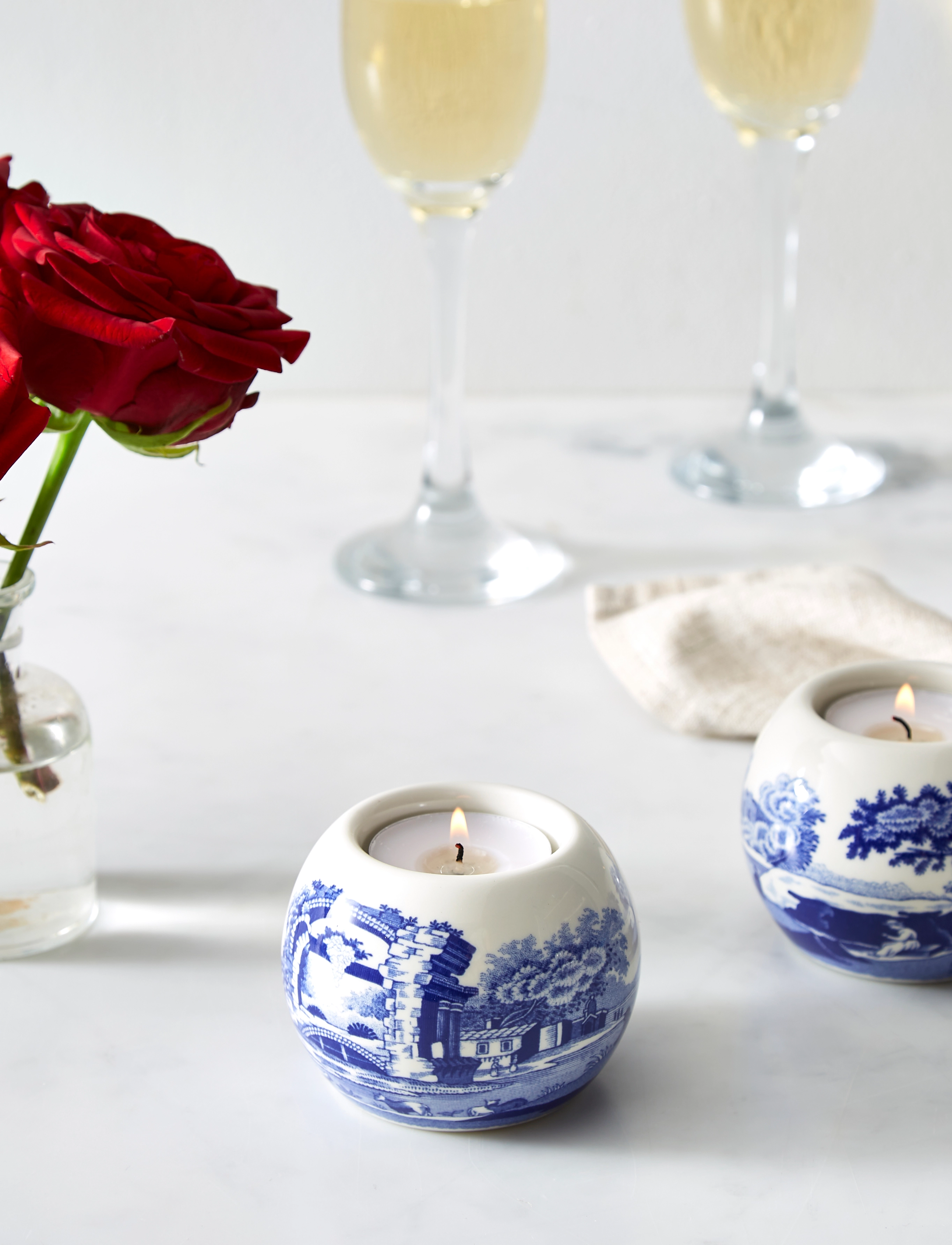 Spode Blue Italian Tealight Holders Set Of 2, One Size, Candlesticks & Lanterns, Blau - Holders, Homeware