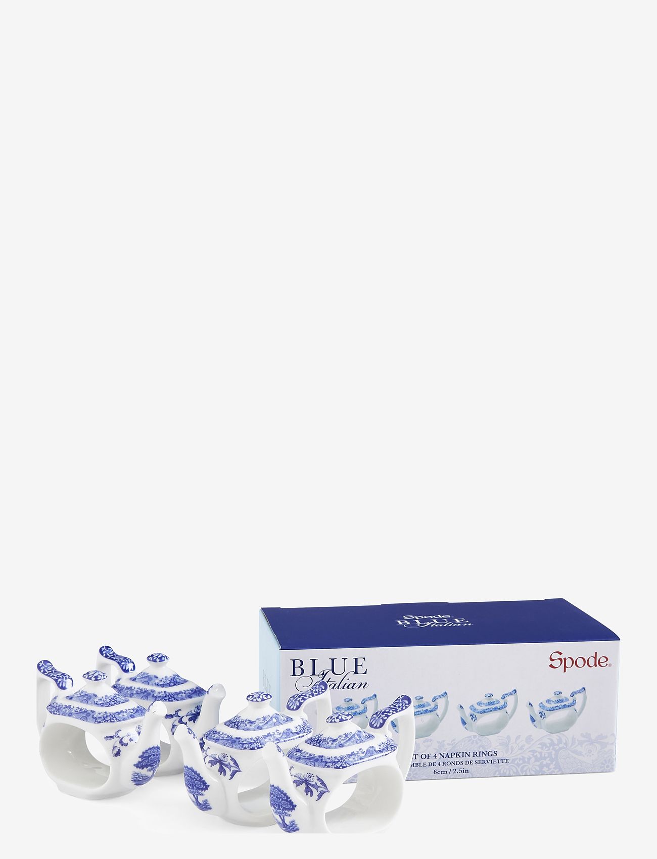 Spode - Blue Italian Teapot Napkin Rings - Set of 4 - Įsigykite pagal kainą - blue / white - 2