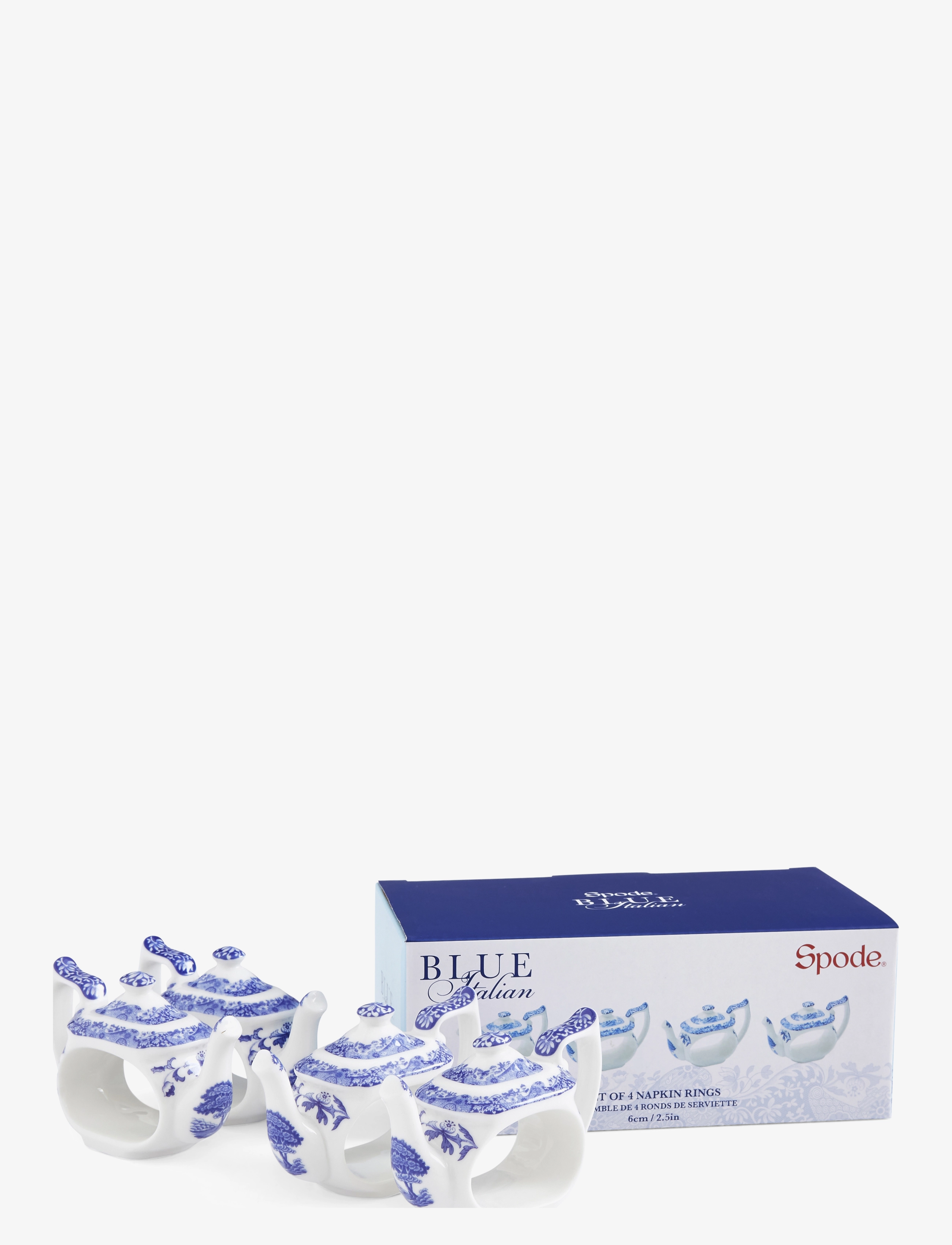 Spode - Blue Italian Teapot Napkin Rings - Set of 4 - servietringe & servietholdere - blue / white - 3