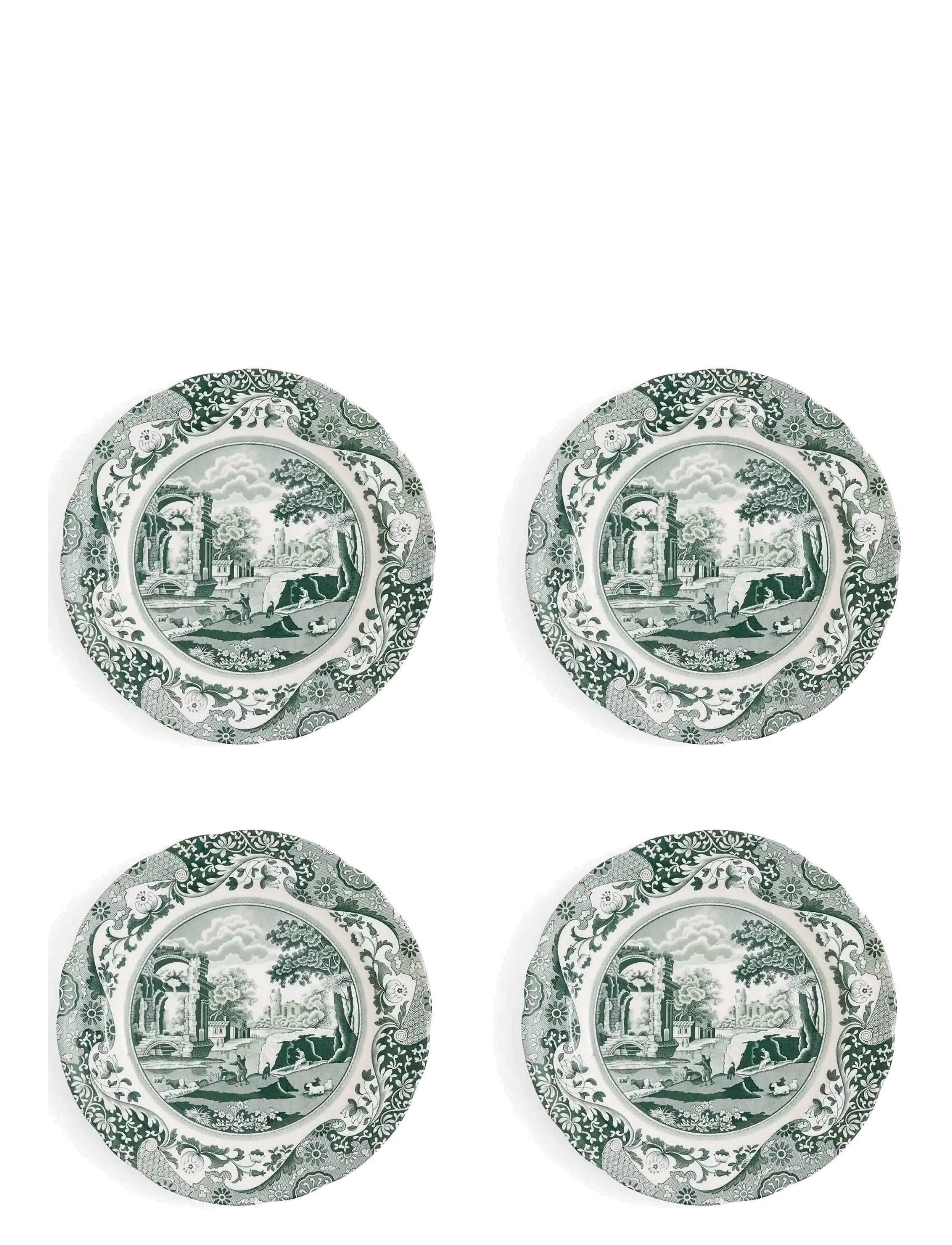 Spode Heritage Green Italian Plate 4-pack - Borðbúnaður - GREEN / WHITE / green