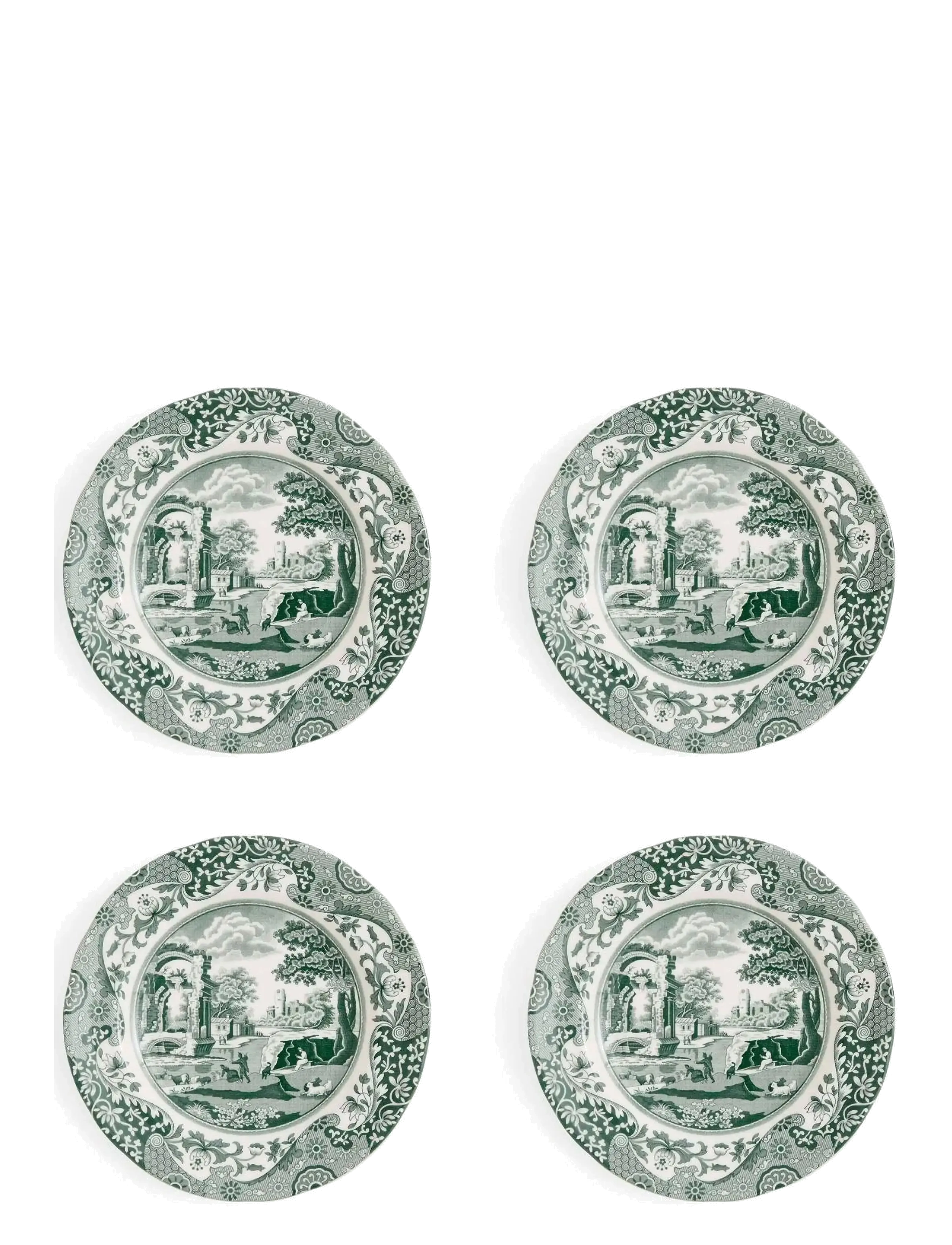 Spode Heritage Green Italian  Plate 4-pack - Borðbúnaður - GREEN / WHITE / green