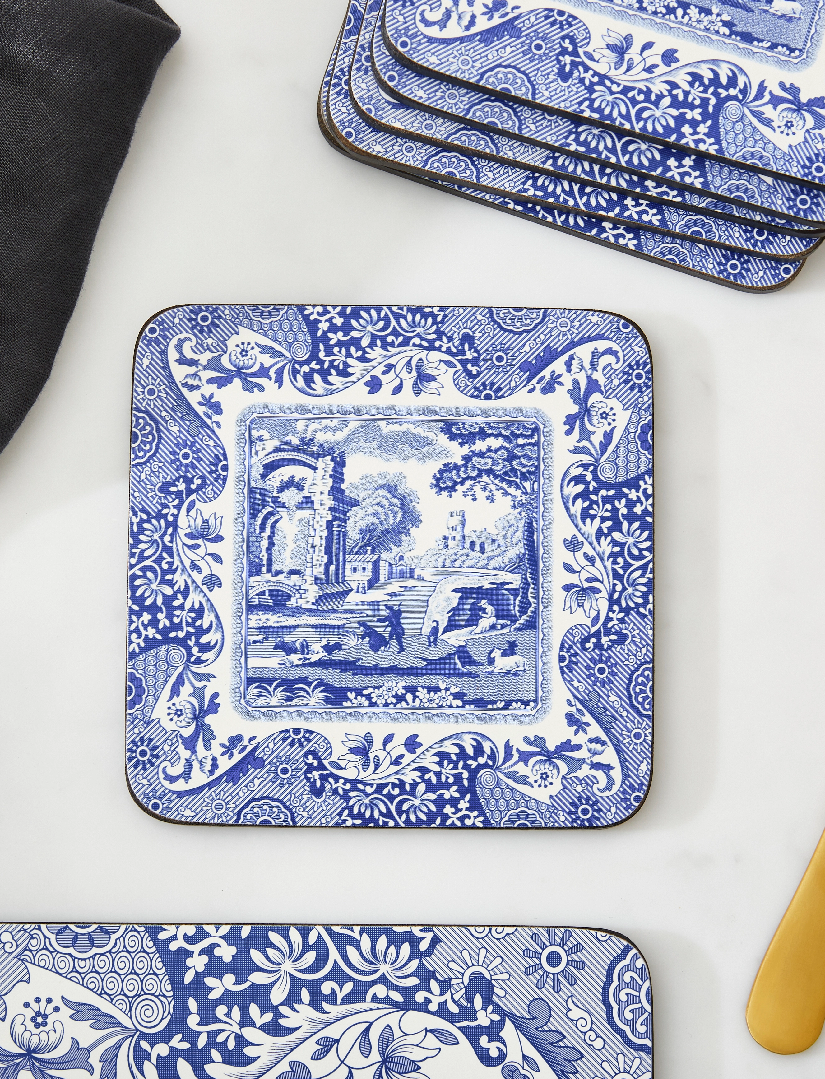 Spode Blue Italian Coasters Set Of 6, 10.5X10.5 cm, Dining & Table Accessories, Blau - Coasters, Homeware