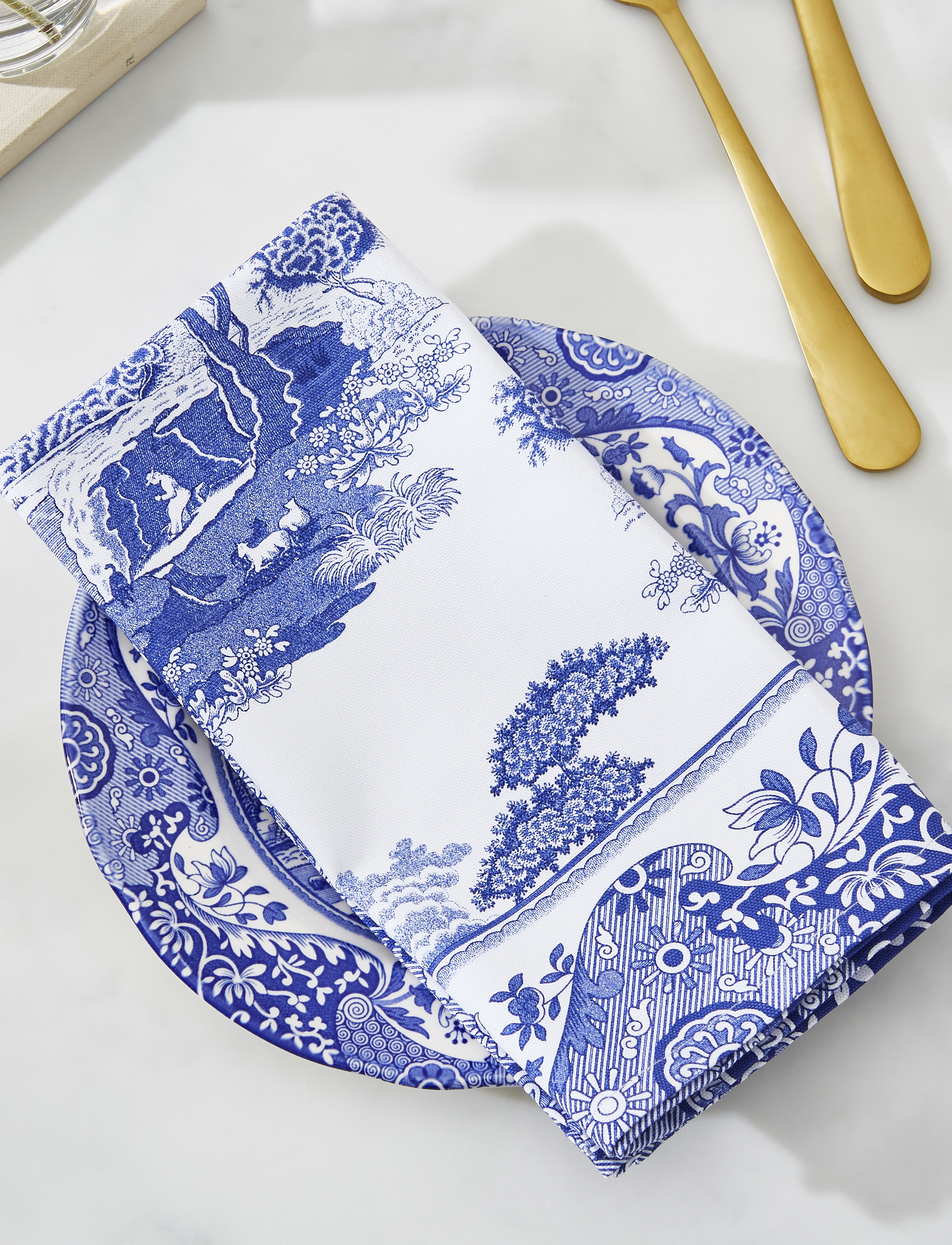 Spode - Blue Italian Napkins - Set of  4 - linased ja puuvillased salvrätikud - blue / white - 4
