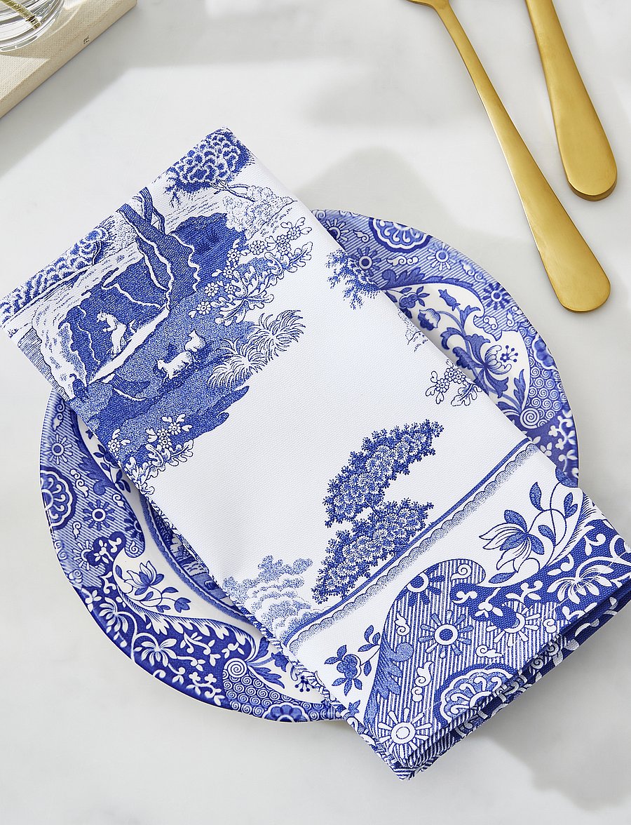 Spode - Blue Italian Napkins - Set of 4 - stoffservietten - blue / white - 4