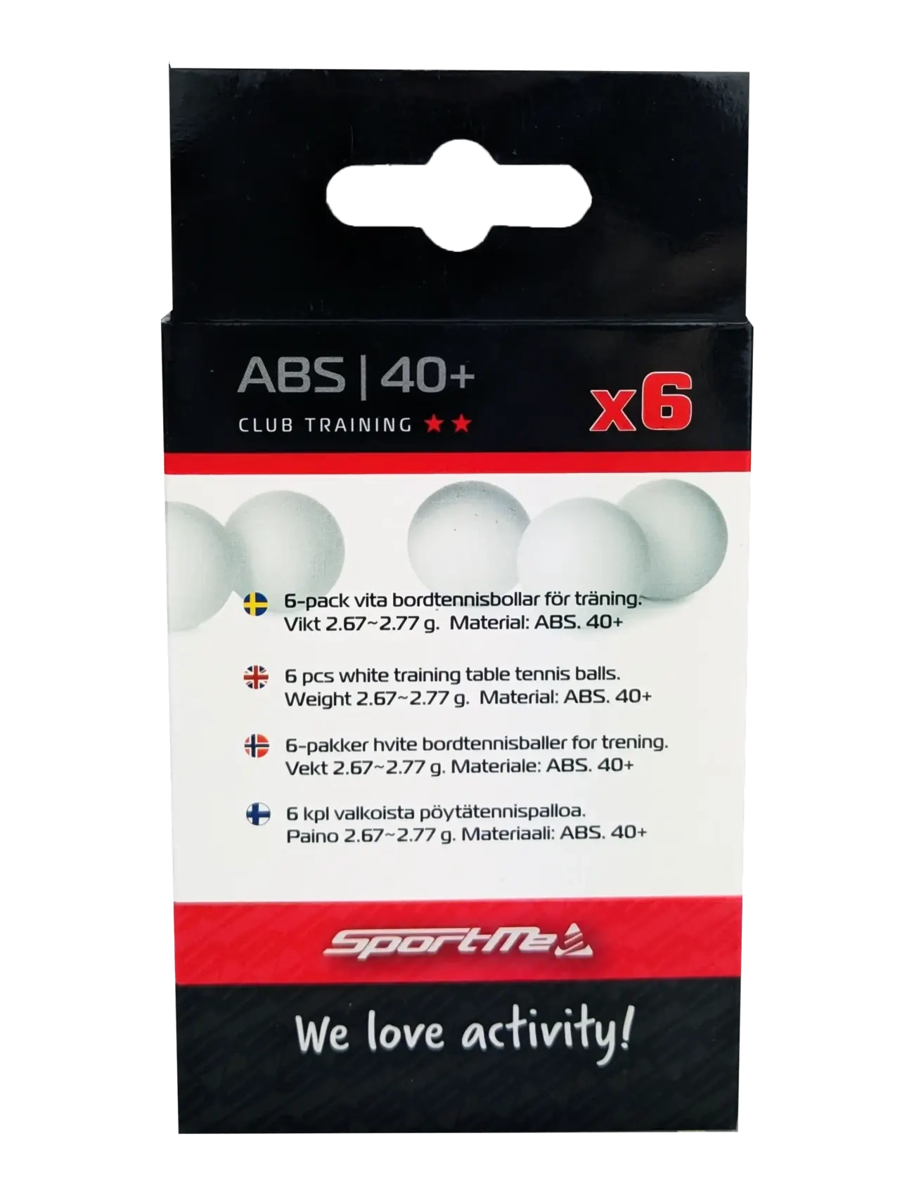 SportMe - SportMe Table Tennis Balls 6p, White - aktive spil - white - 2