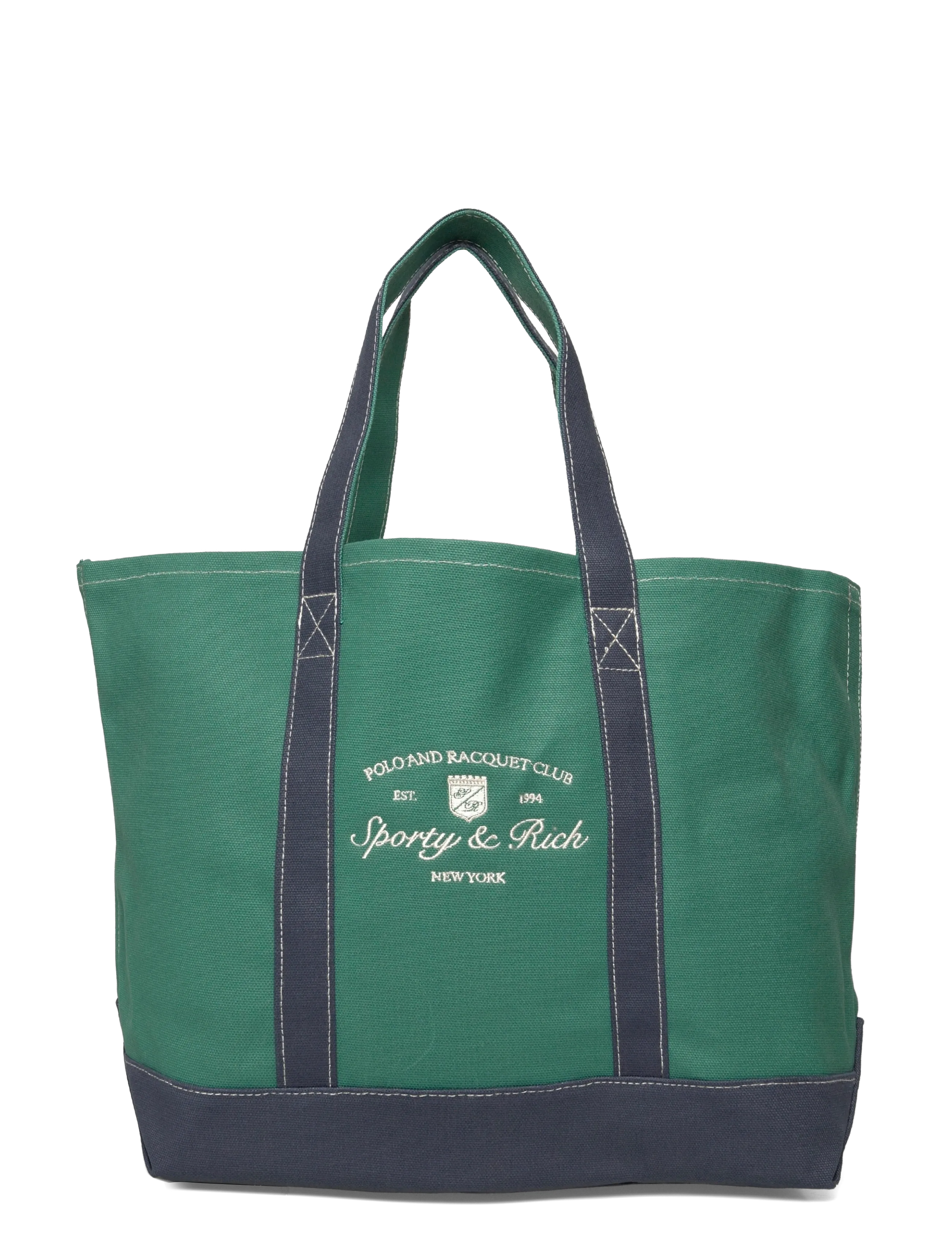 Sporty & Rich Syracuse Two Tone Tote Bag - Tasker - DARK NAVY/ALPINE / green