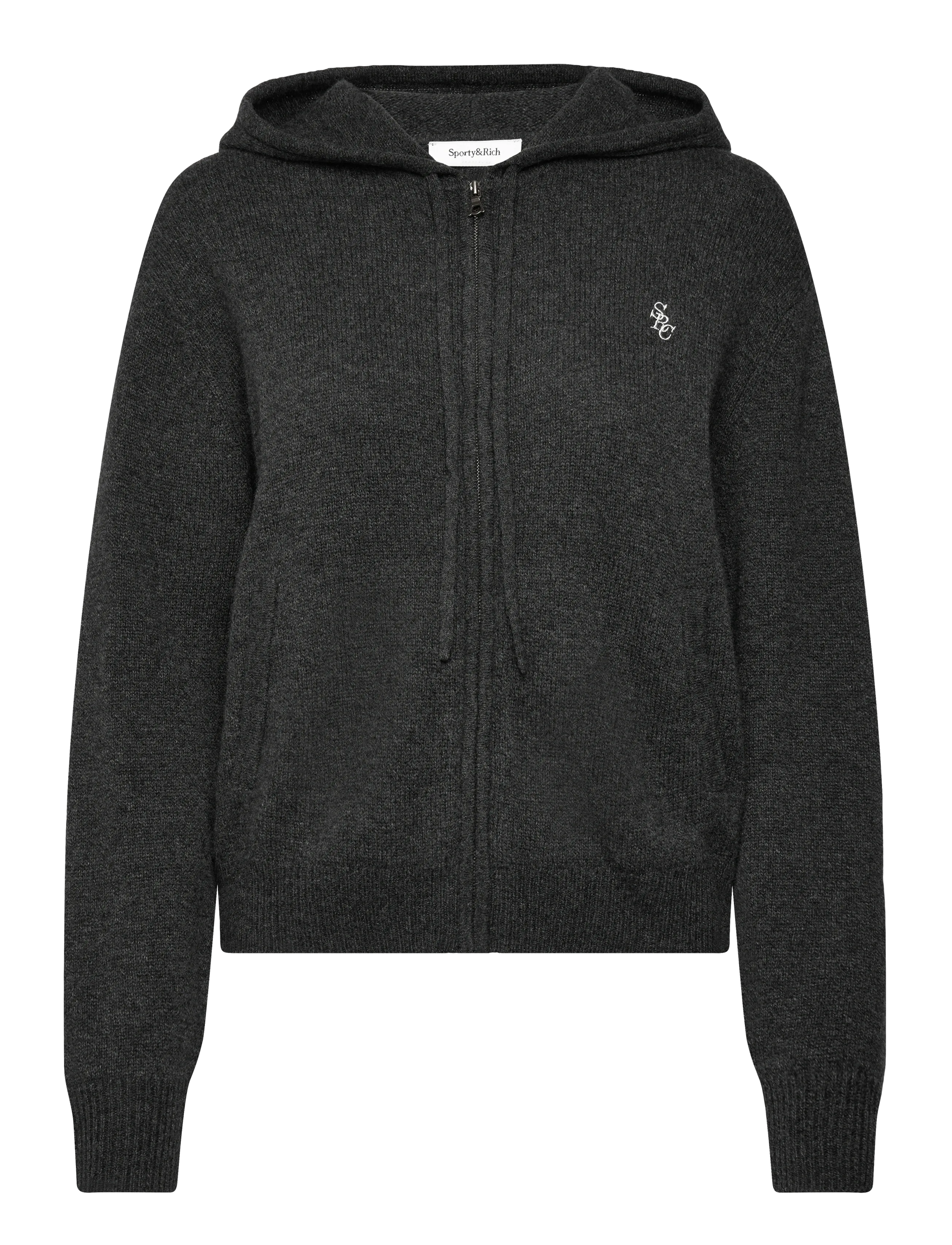 Sporty & Rich SRC Cashmere Zip Hoodie - Sweatshirts & Hættetrøjer - DARK GREY / grey