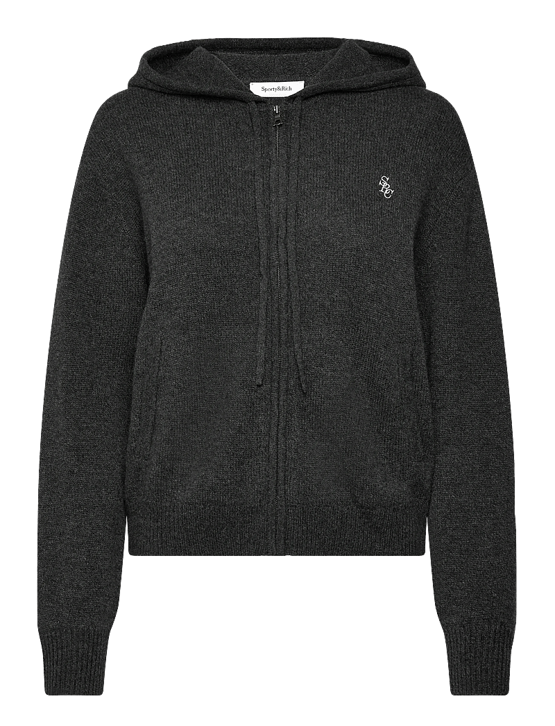 Sporty & Rich - SRC Cashmere Zip Hoodie - kaschmir - dark grey - 0