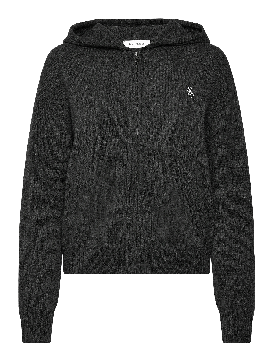 Sporty & Rich - SRC Cashmere Zip Hoodie - trøjer - dark grey - 0
