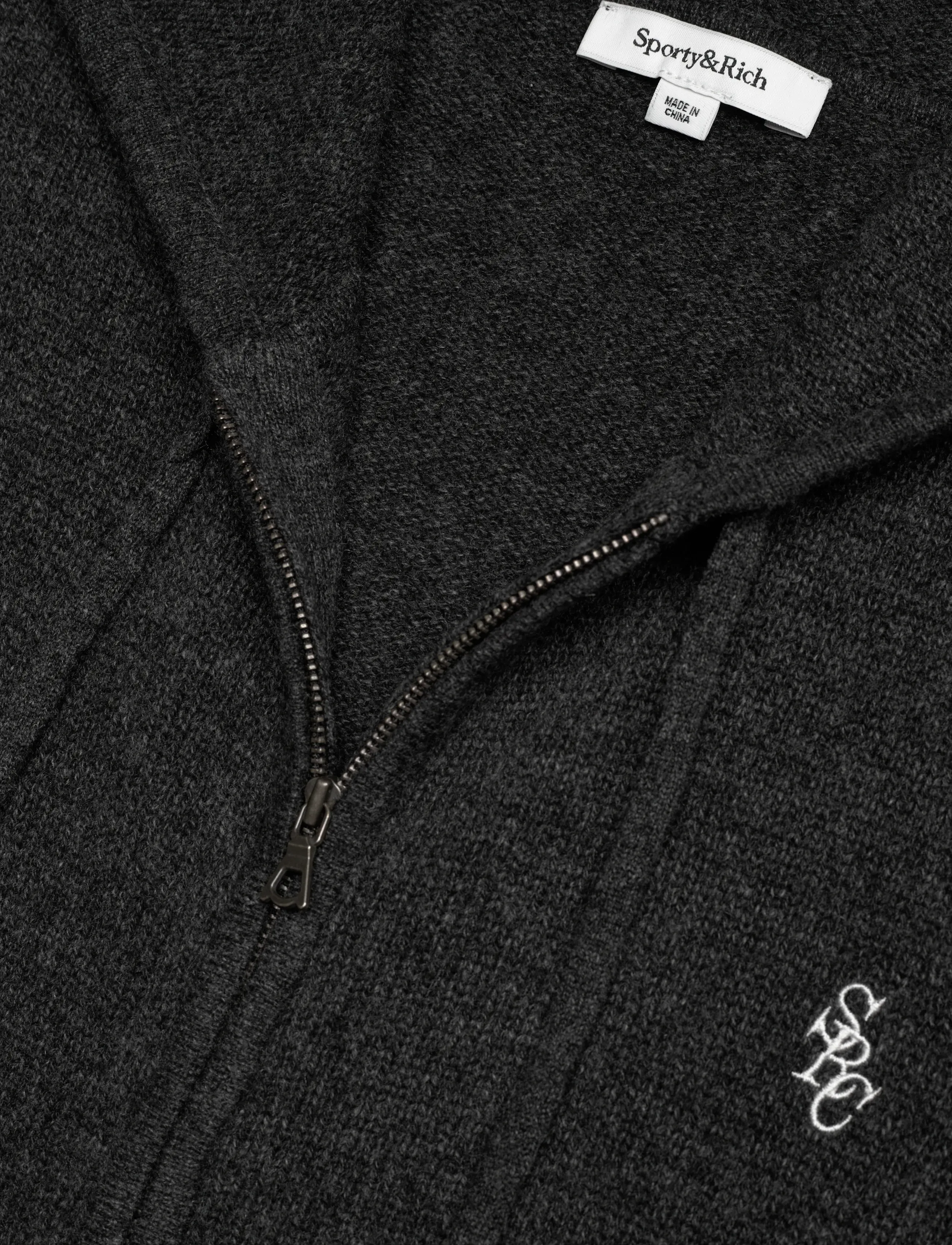 Sporty & Rich - SRC Cashmere Zip Hoodie - trøjer - dark grey - 2