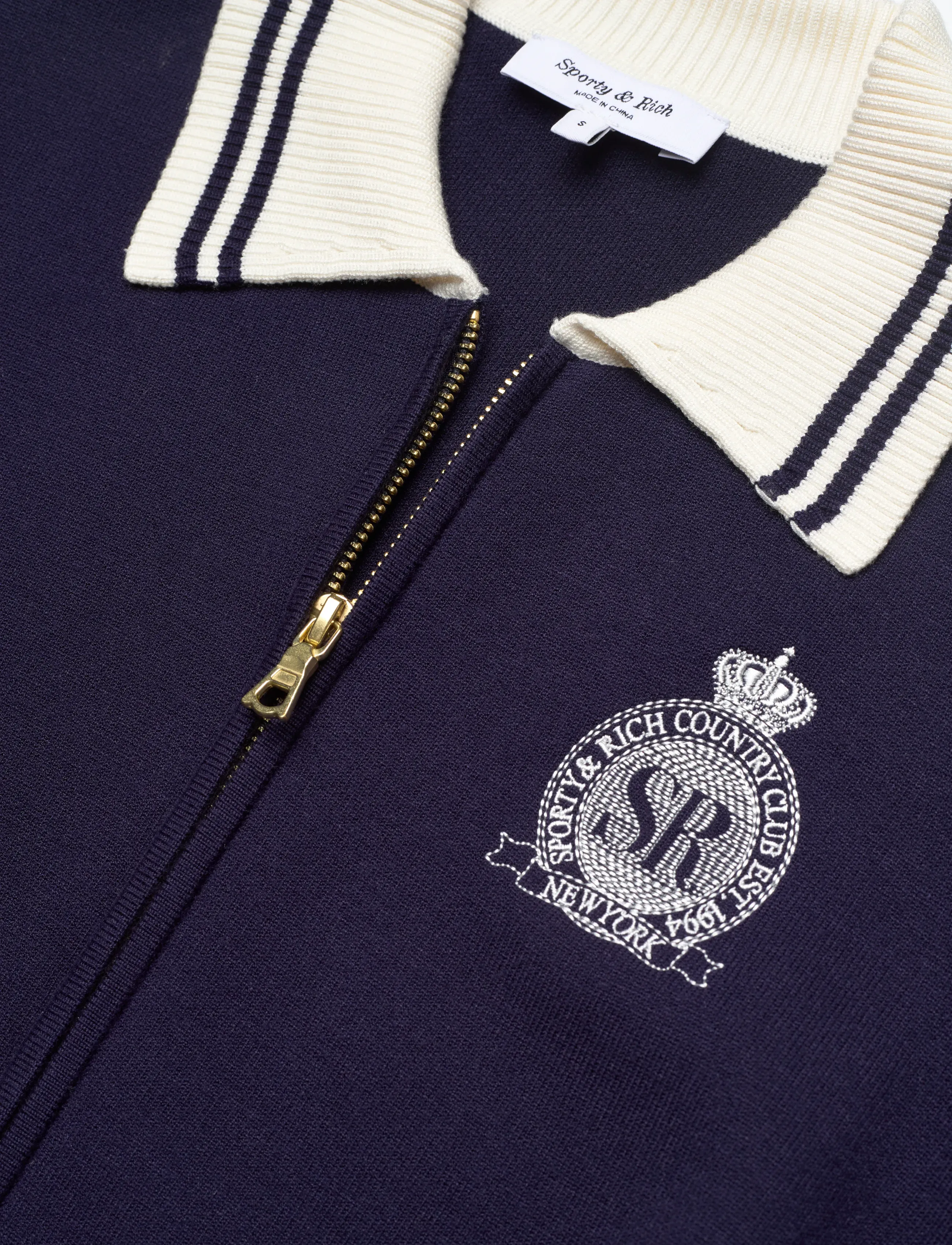 Sporty & Rich - Royal Club Zipped Cardigan - dark navy - 2