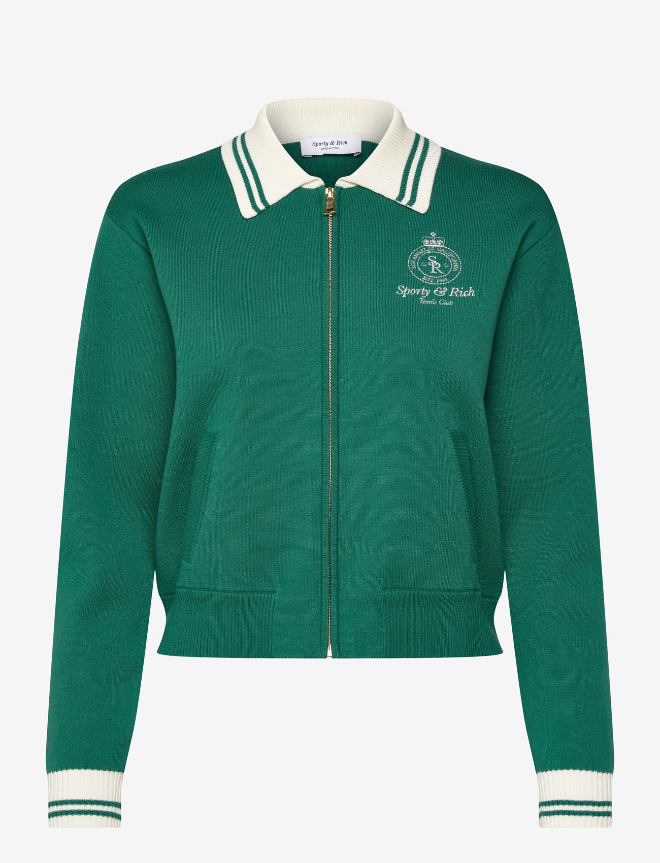 Sporty & Rich - Crown Tennis Zipped Cardigan - efterårsjakker - alpine - 0