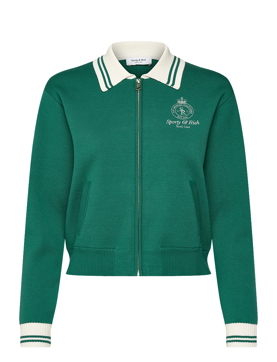 Sporty & Rich - Crown Tennis Zipped Cardigan - light jackets - alpine - 0