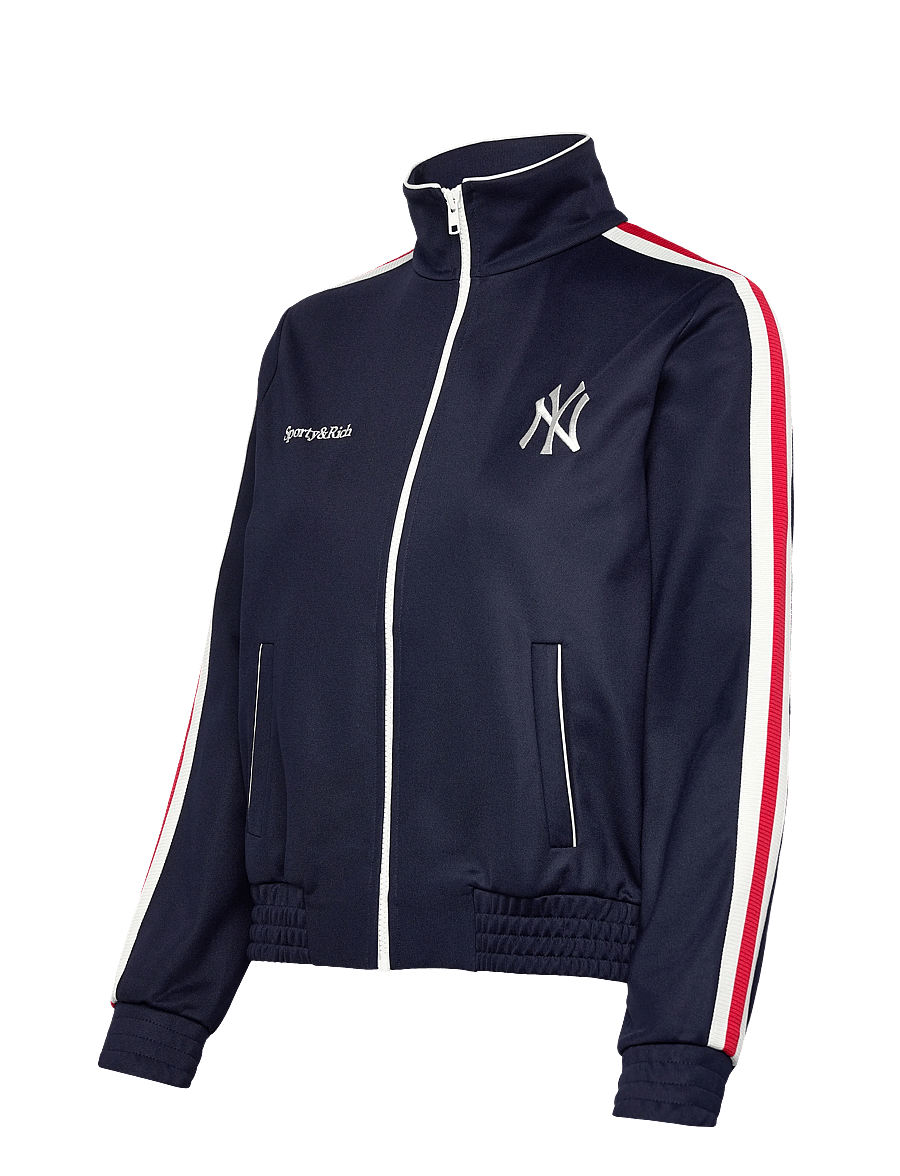 Sporty & Rich - Yankees Serif Track Jacket - sweatshirts & hoodies - dark navy/white/fire red - 2