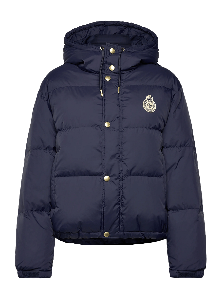 Sporty & Rich - Crown Logo Hooded Down Jacket - gefütterte & daunenjacken - navy - 0