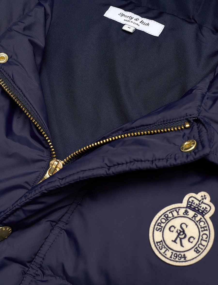 Sporty & Rich - Crown Logo Hooded Down Jacket - gefütterte & daunenjacken - navy - 2