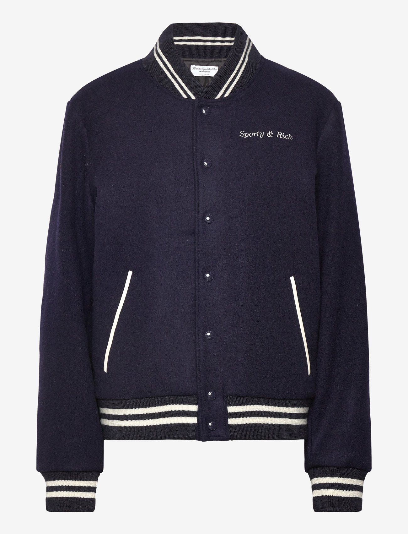 Sporty & Rich - Eden Crest Varsity Jacket Mens - frühlingsjacken - dark navy - 0