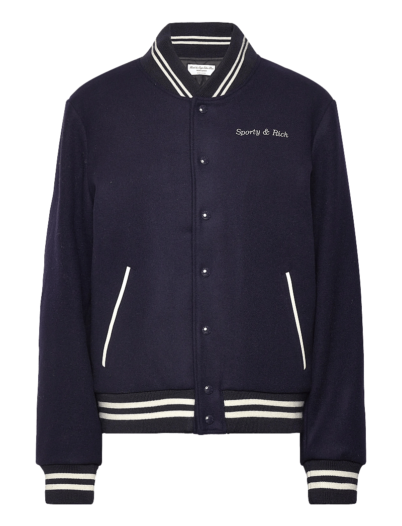 Sporty & Rich - Eden Crest Varsity Jacket Mens - frühlingsjacken - dark navy - 0