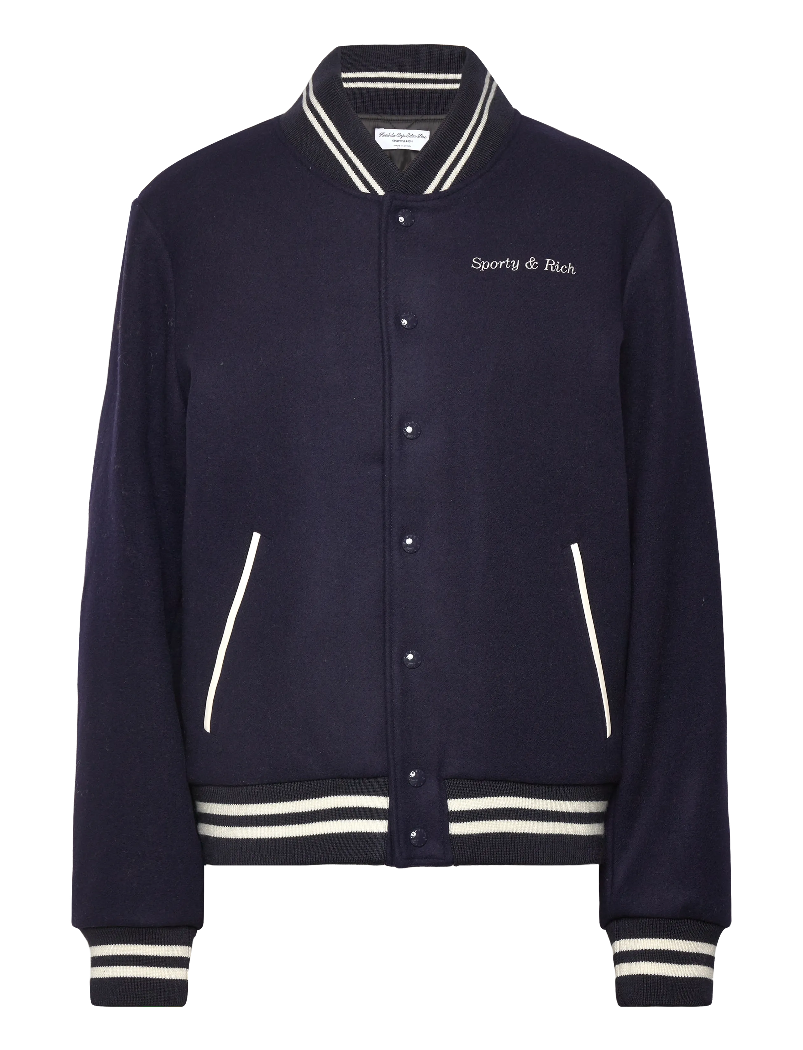 Sporty & Rich Eden Crest Varsity Jacket Mens - Transitional Layering - DARK NAVY / navy