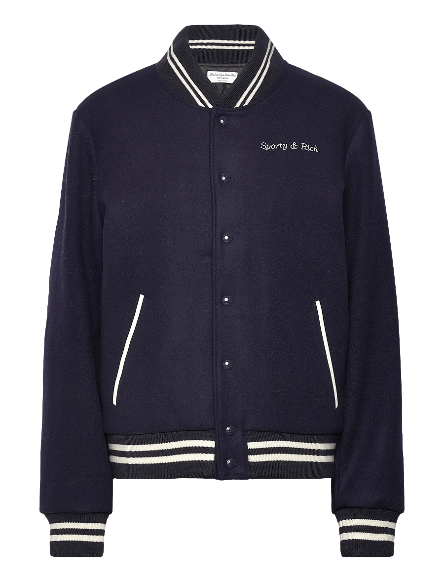 Sporty & Rich - Eden Crest Varsity Jacket Mens - bomber jakker - dark navy - 0